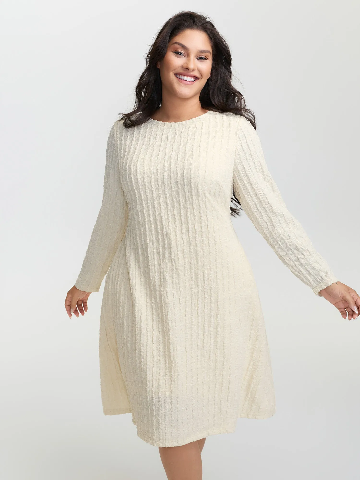 Textured Waist-Tie Stretchy Midi Dress sold by Bloomchic