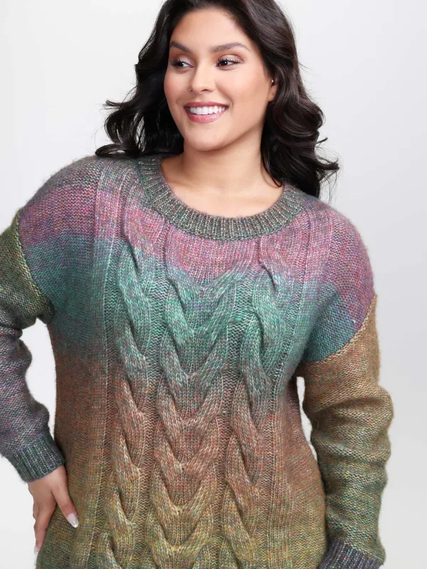Heather Color Gradient Drop Shoulder Pullover sold by Bloomchic