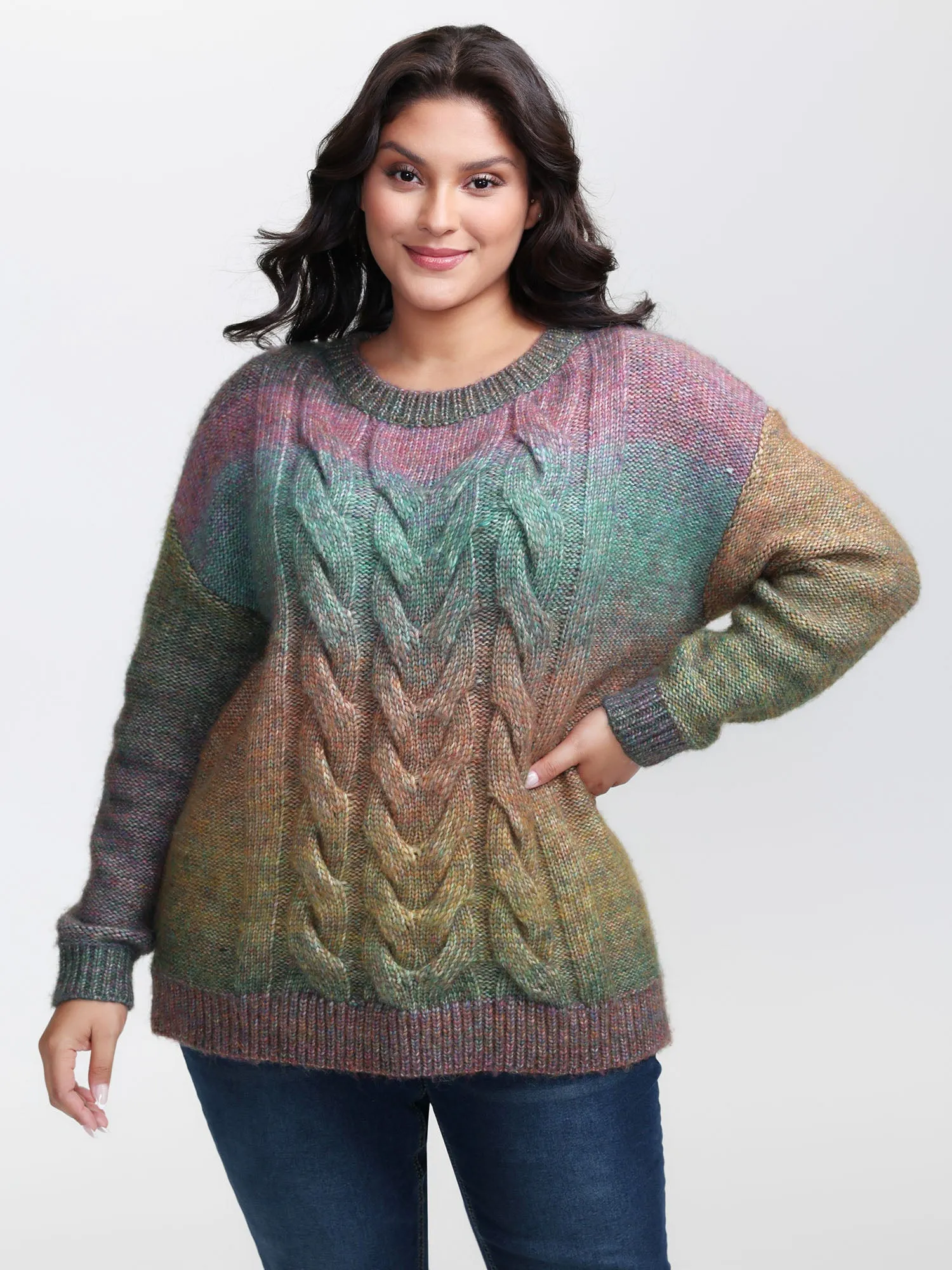Heather Color Gradient Drop Shoulder Pullover sold by Bloomchic product image thumbnail 2