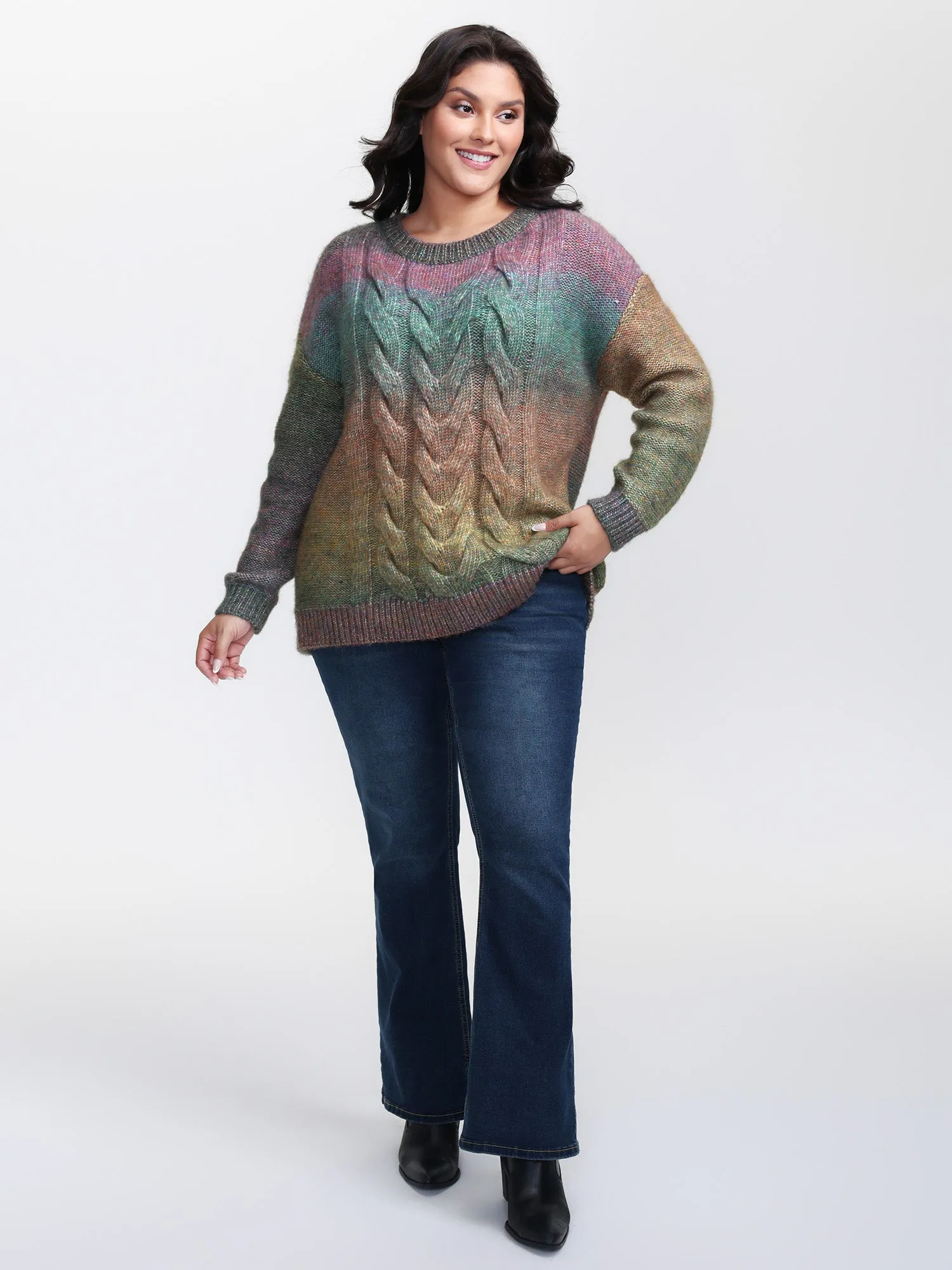 Heather Color Gradient Drop Shoulder Pullover sold by Bloomchic product image thumbnail 3