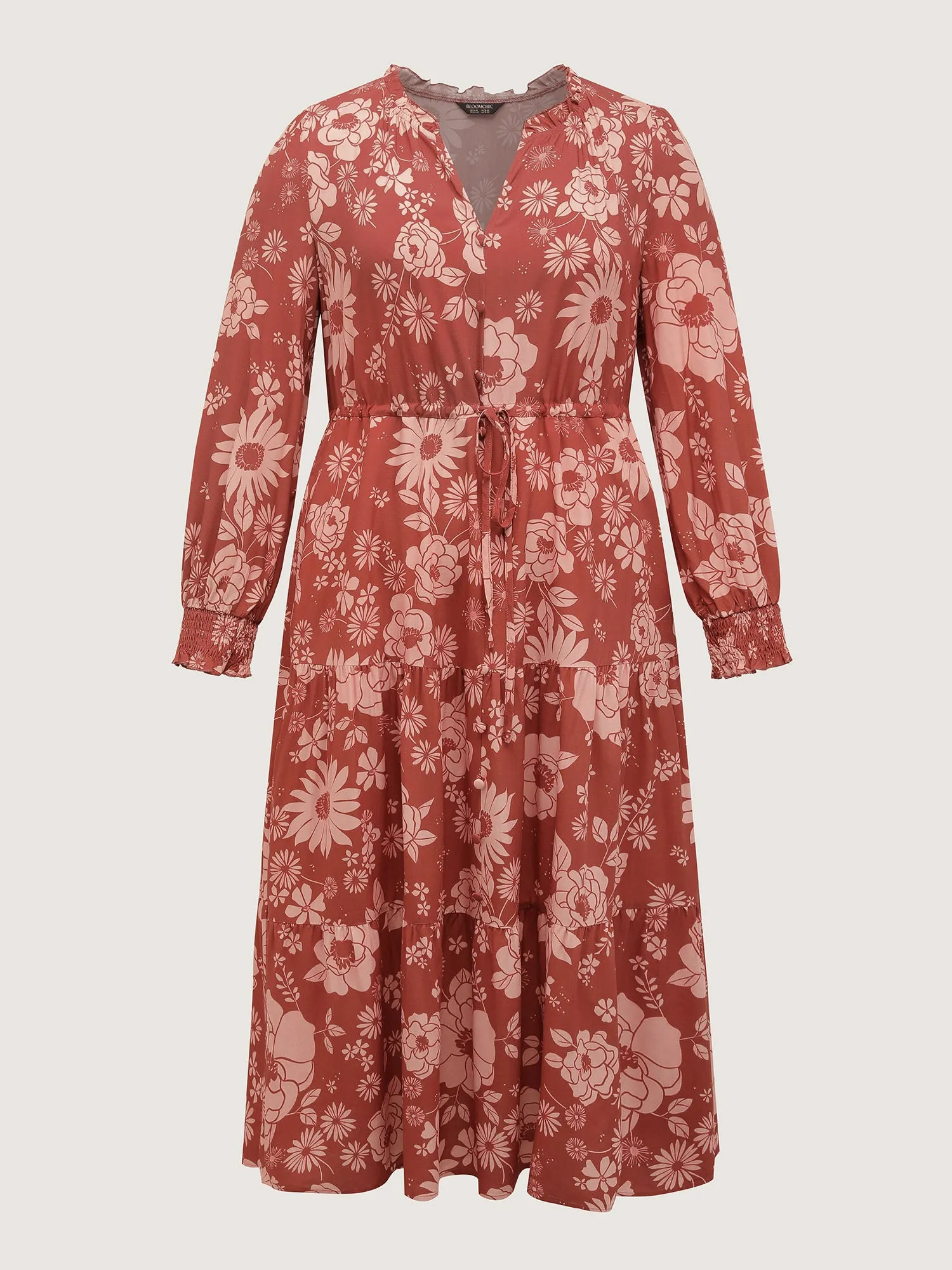 Floral Print Adjustable Waist-Tie Maxi Dress sold by Bloomchic product image thumbnail 5