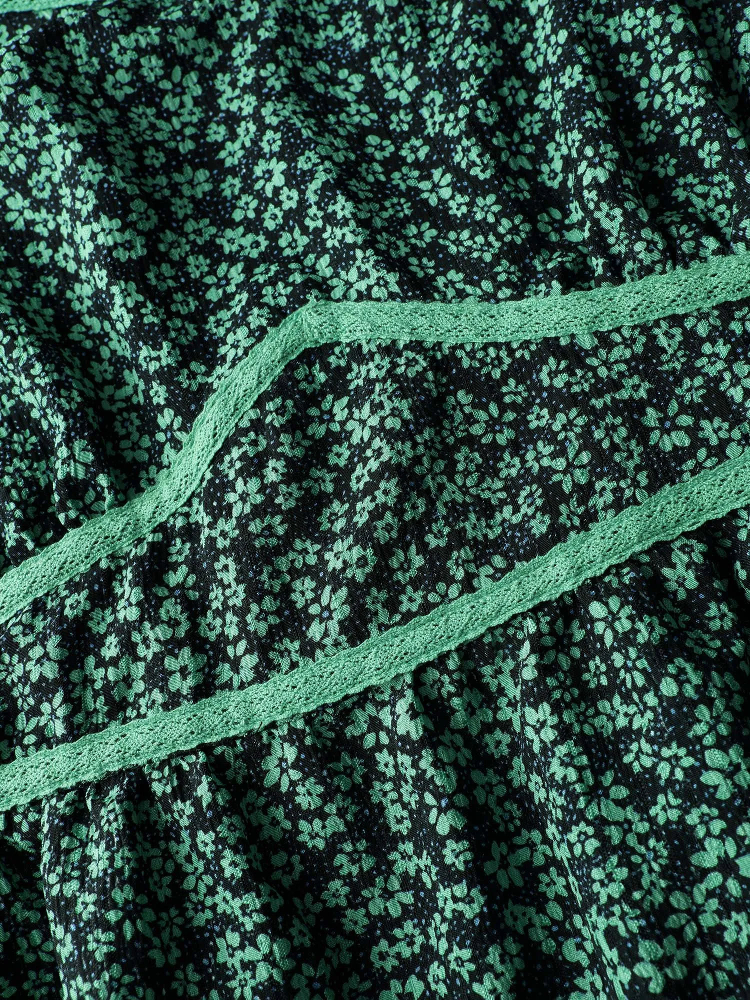 Floral Lace Trim Cinched-Waist Maxi Dress sold by Bloomchic product image thumbnail 5