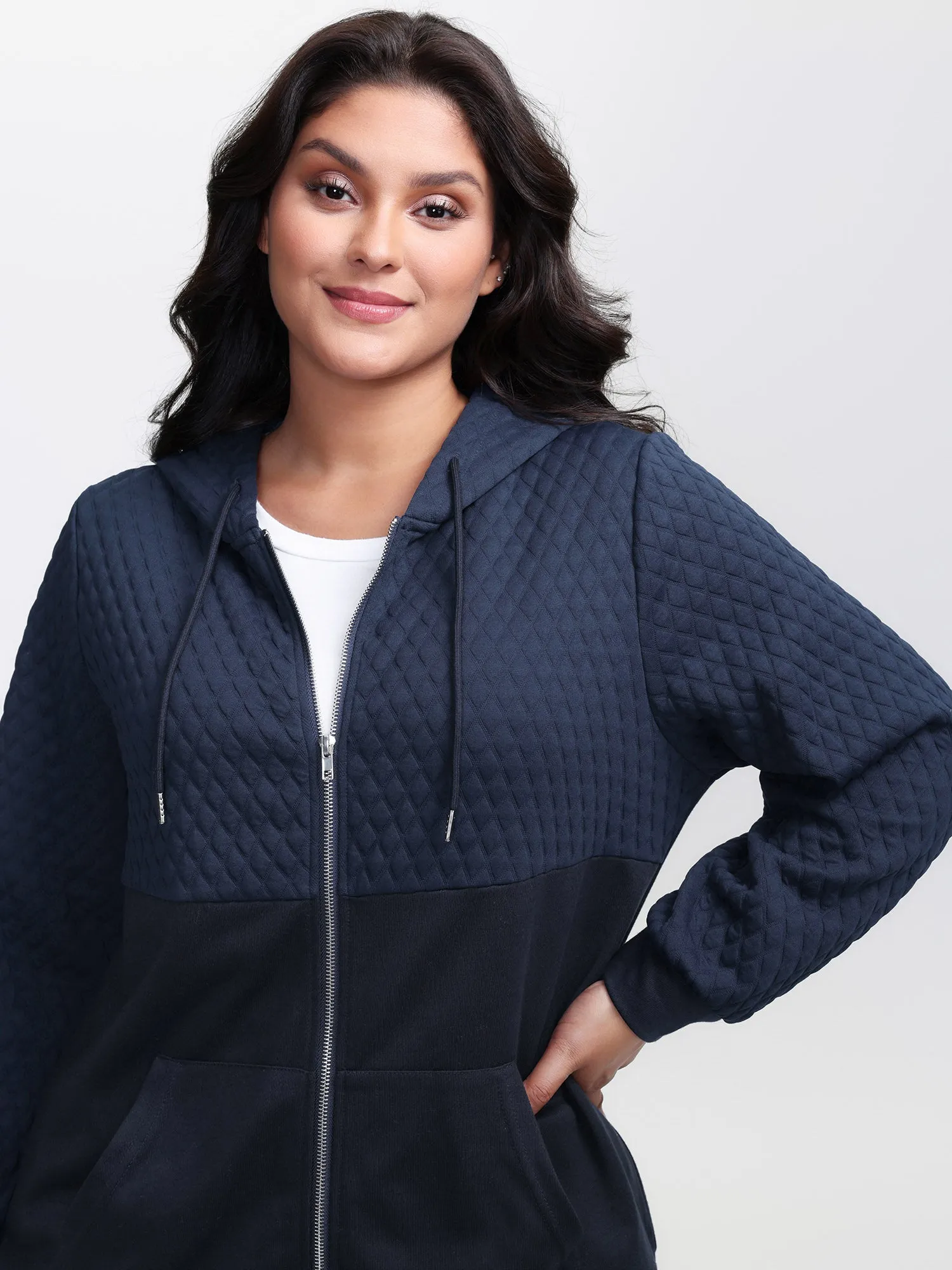 Textured Zipper Front Hoodie Jacket sold by Bloomchic product image thumbnail 4