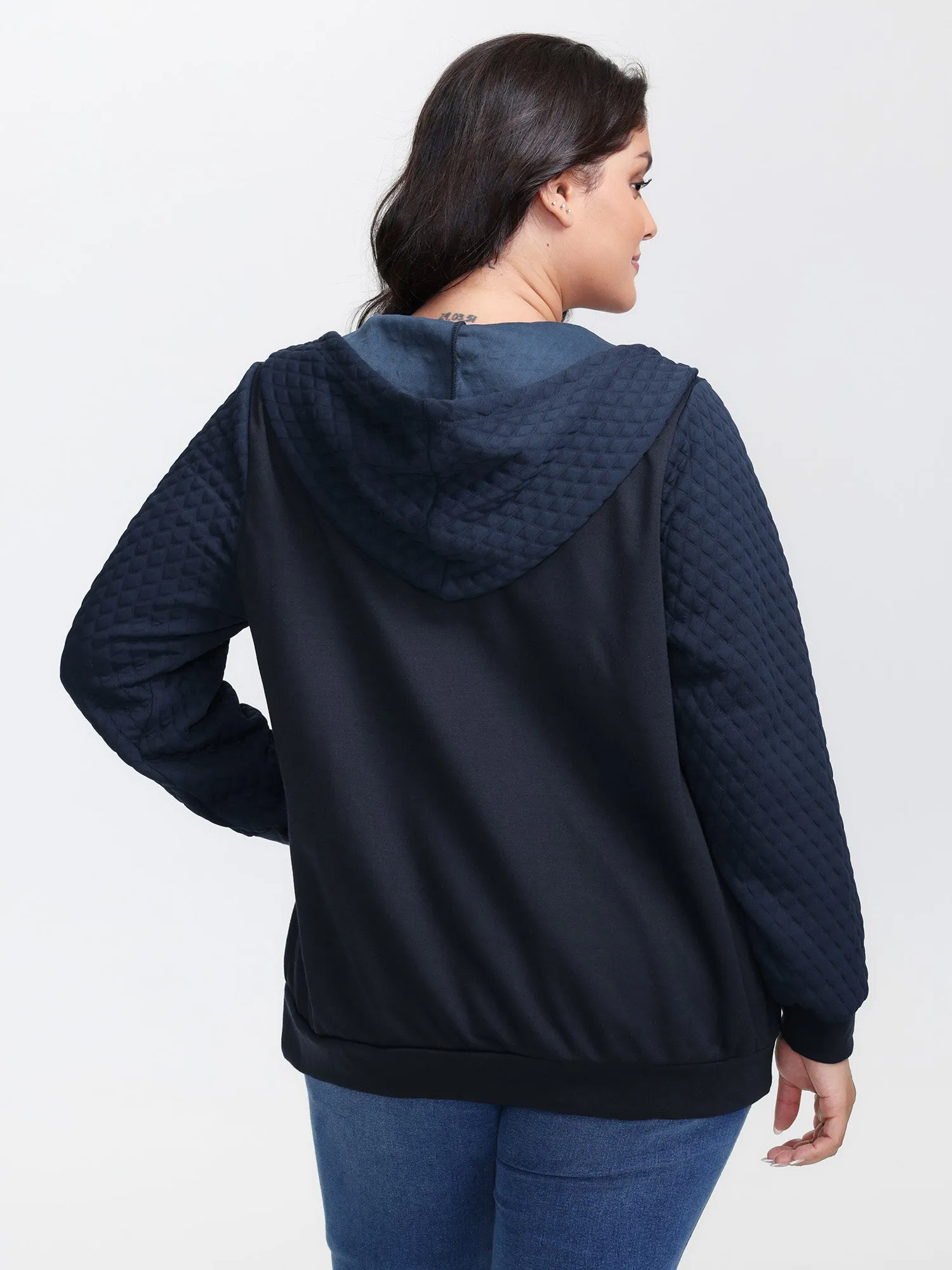 Textured Zipper Front Hoodie Jacket sold by Bloomchic product image thumbnail 5