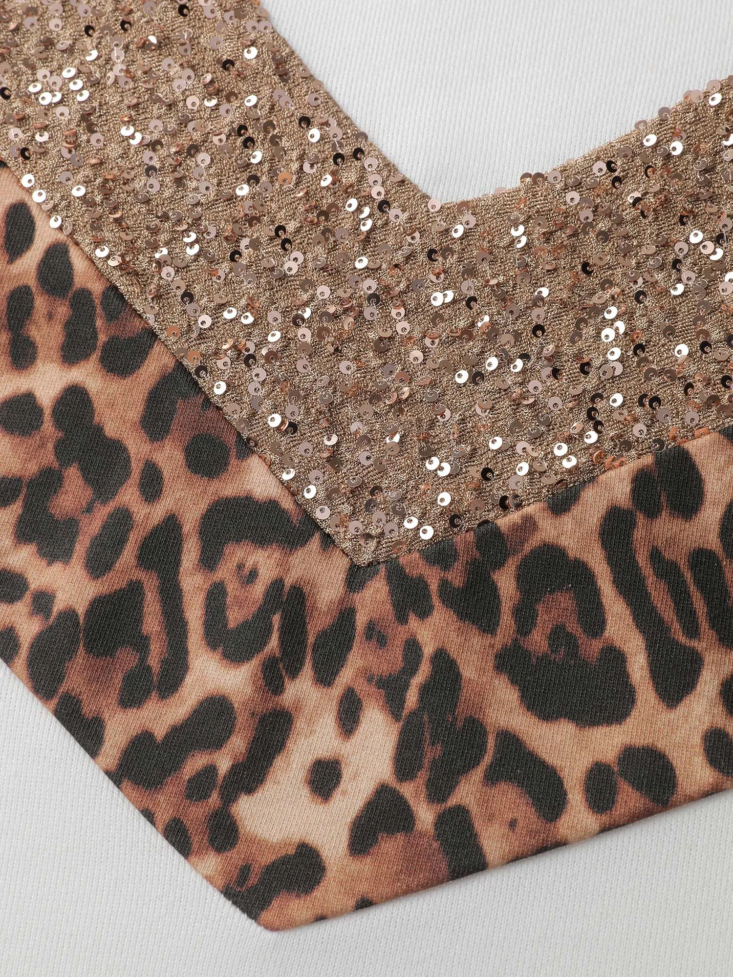 Leopard Print Sequin Contrast Sweatshirt sold by Bloomchic product image thumbnail 5