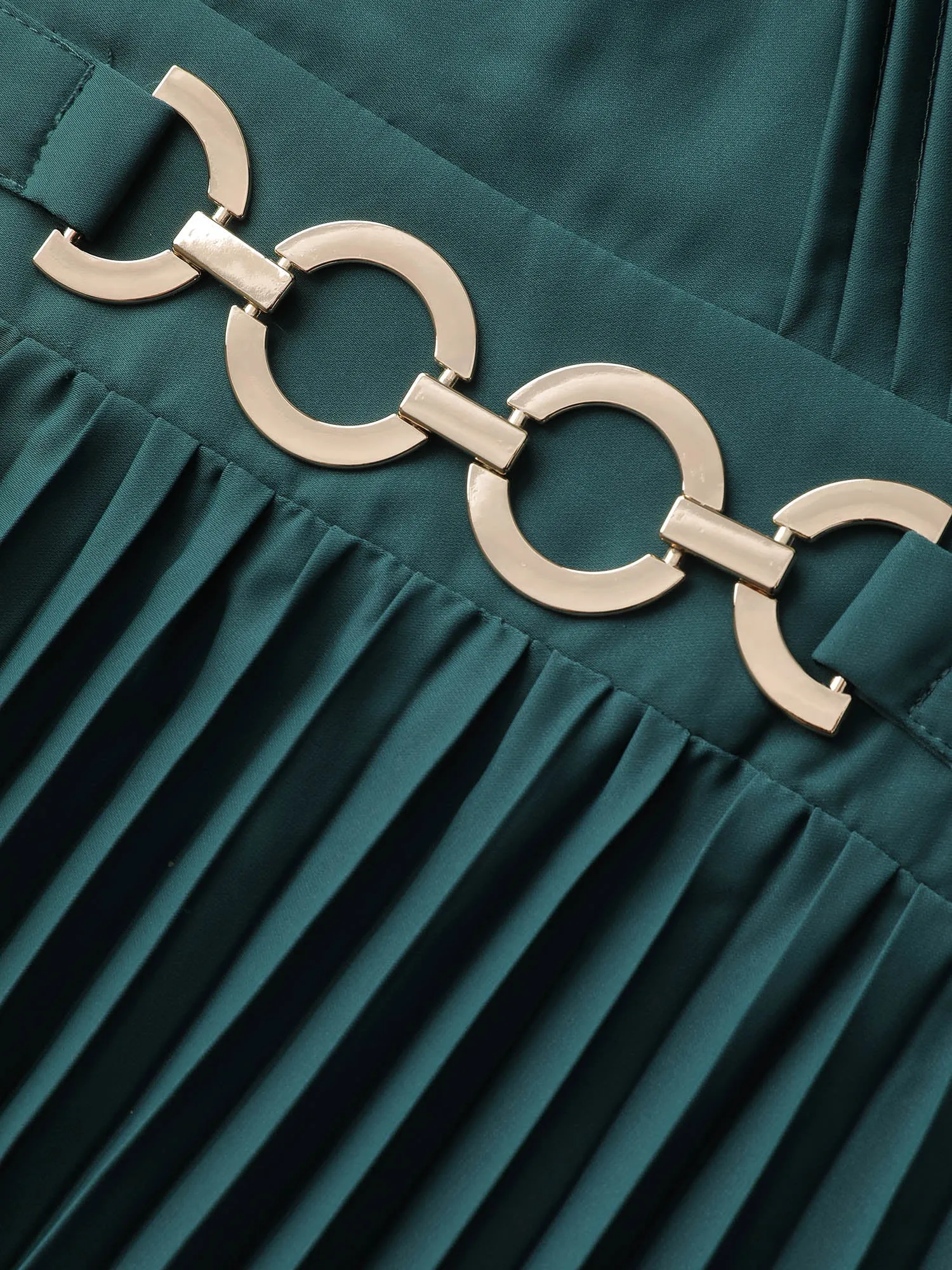 Pleated Wrap Neckline Shirred Waist Midi Dress sold by Bloomchic product image thumbnail 5