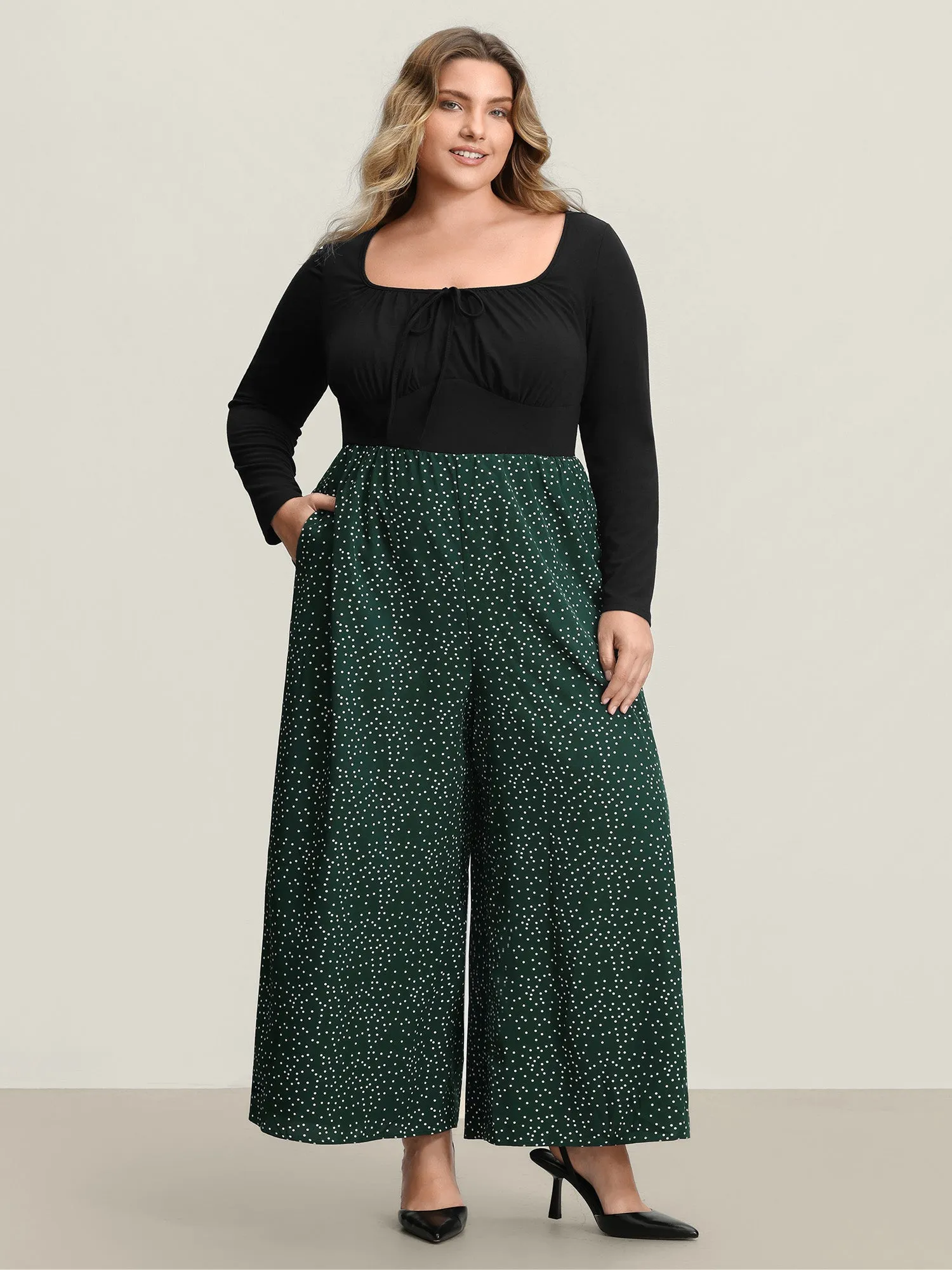 Bust-Ease Neck-Tie Floral Pockets Jumpsuit sold by Bloomchic product image thumbnail 3