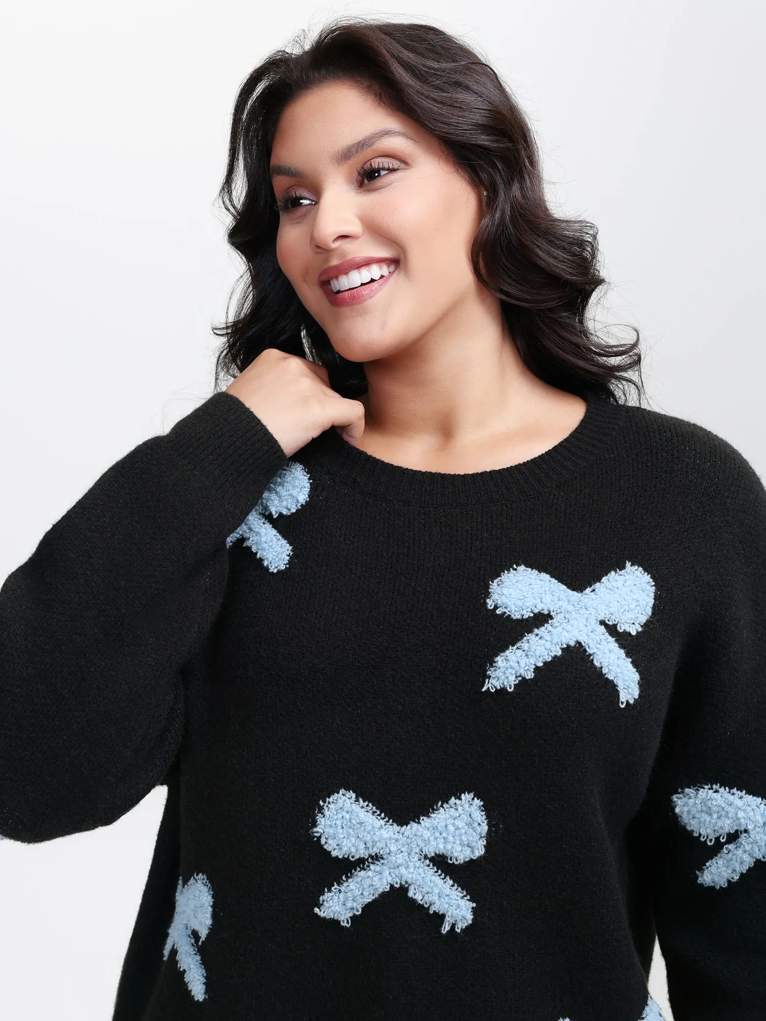 3D Bowknot Jacquard Textured Pullover sold by Bloomchic product image thumbnail 2