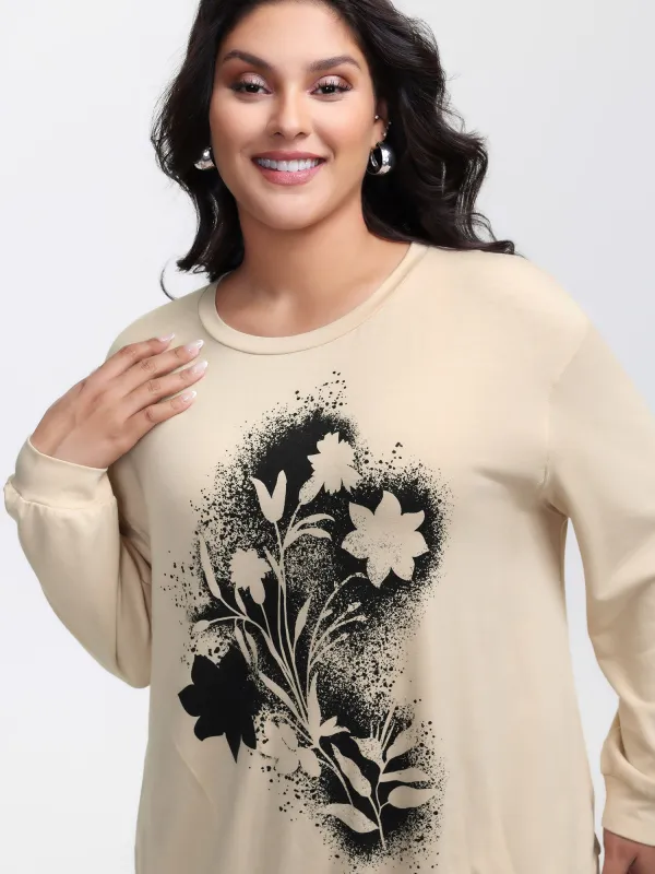 Floral Print Drop Shoulder Relaxed-Fit Sweatshirt sold by Bloomchic