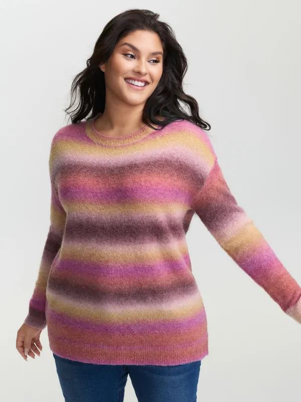 Color Gradient Heather Drop Shoulder Pullover sold by Bloomchic