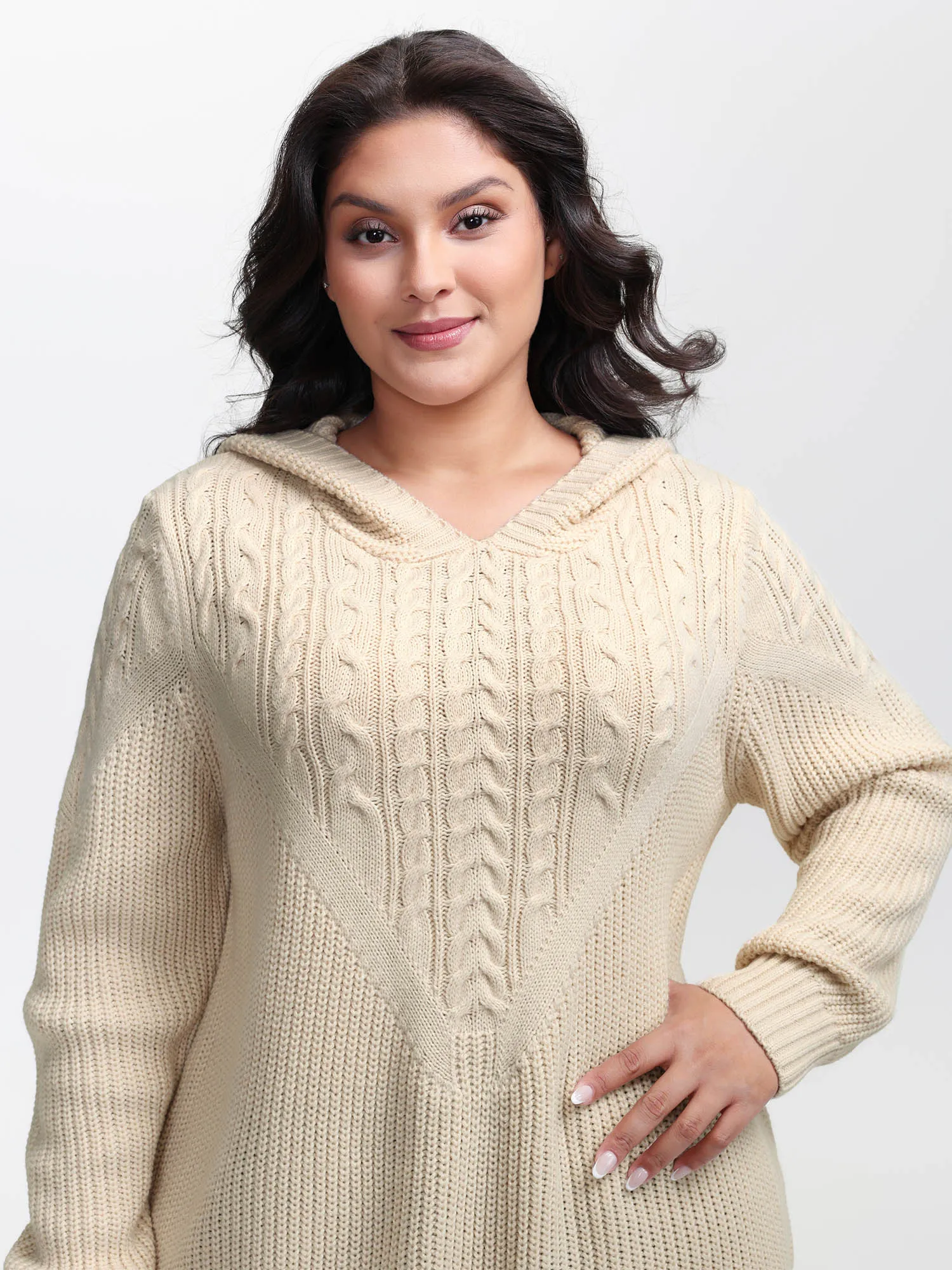 Textured Ribbed Hem Hooded Pullover sold by Bloomchic product image thumbnail 2