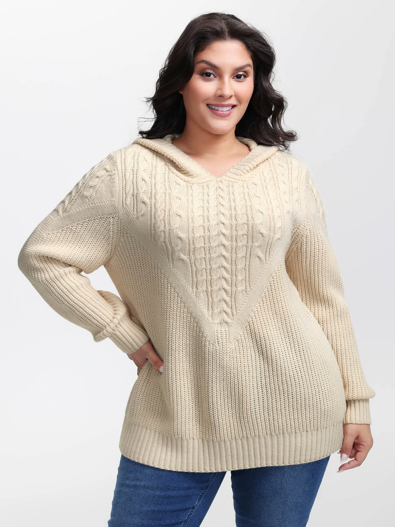 Textured Ribbed Hem Hooded Pullover sold by Bloomchic product image thumbnail 4