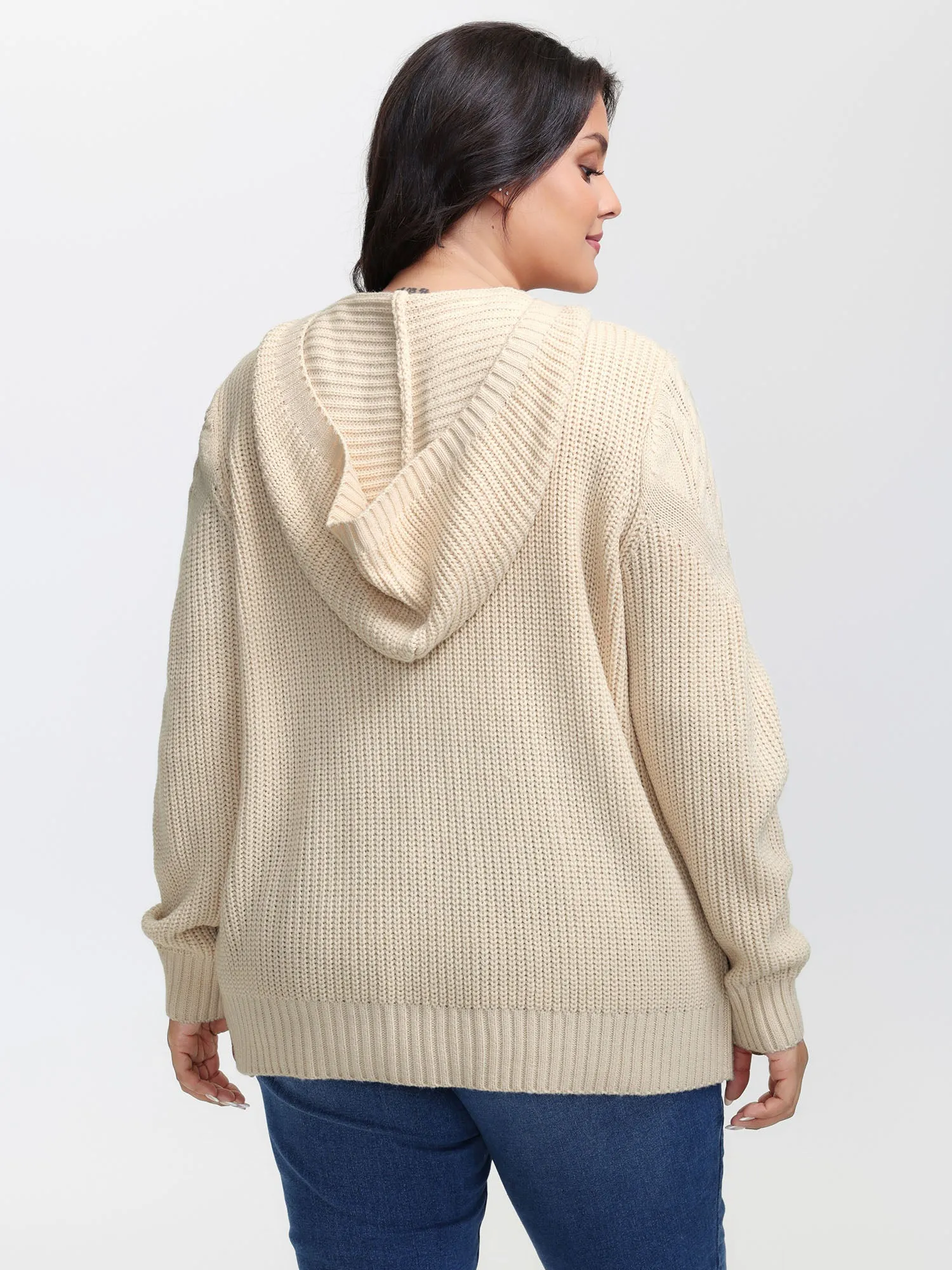 Textured Ribbed Hem Hooded Pullover sold by Bloomchic product image thumbnail 5