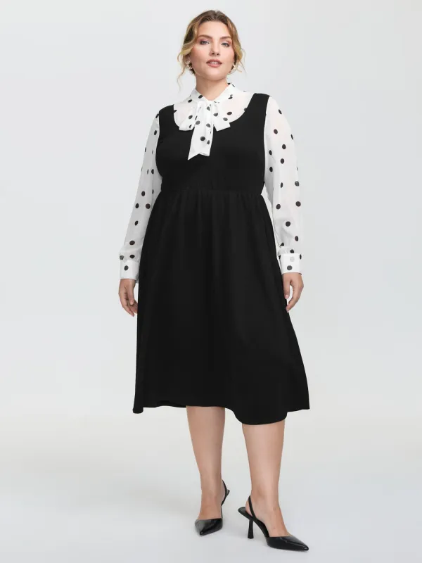 Polka Dot Neck Tie Midi Dress sold by Bloomchic