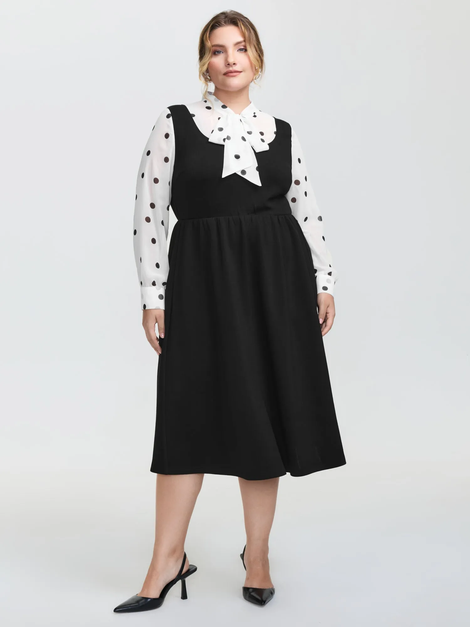 Polka Dot Neck Tie Midi Dress sold by Bloomchic product image thumbnail 3