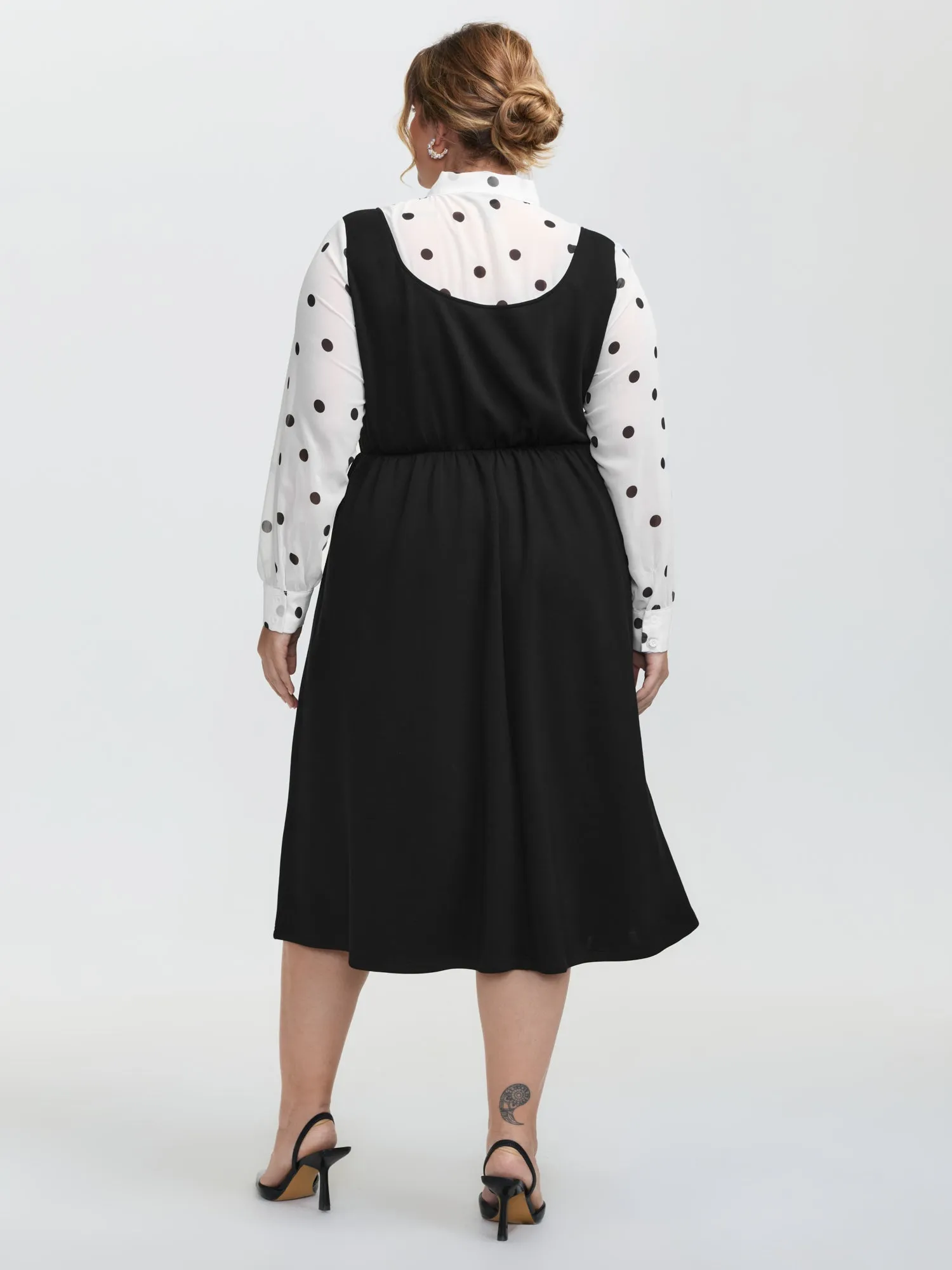 Polka Dot Neck Tie Midi Dress sold by Bloomchic product image thumbnail 4