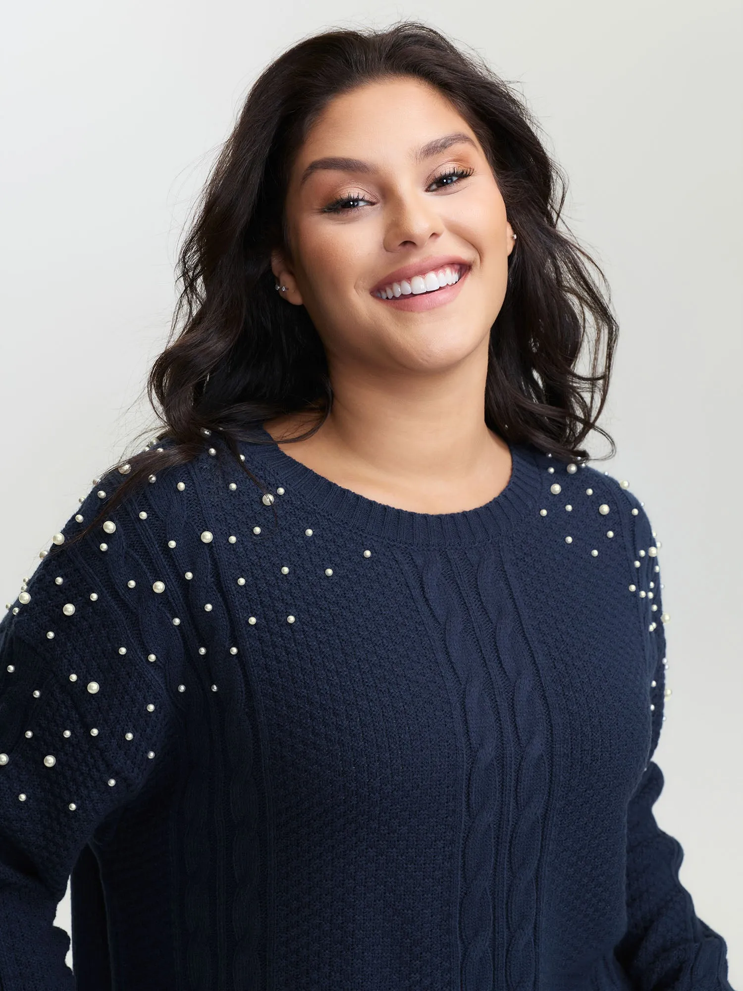 Twist Stitch Beadwork Textured Pullover sold by Bloomchic