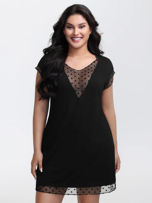 Soft Polka Dots Sheer A-Line Sleep Dress sold by Bloomchic