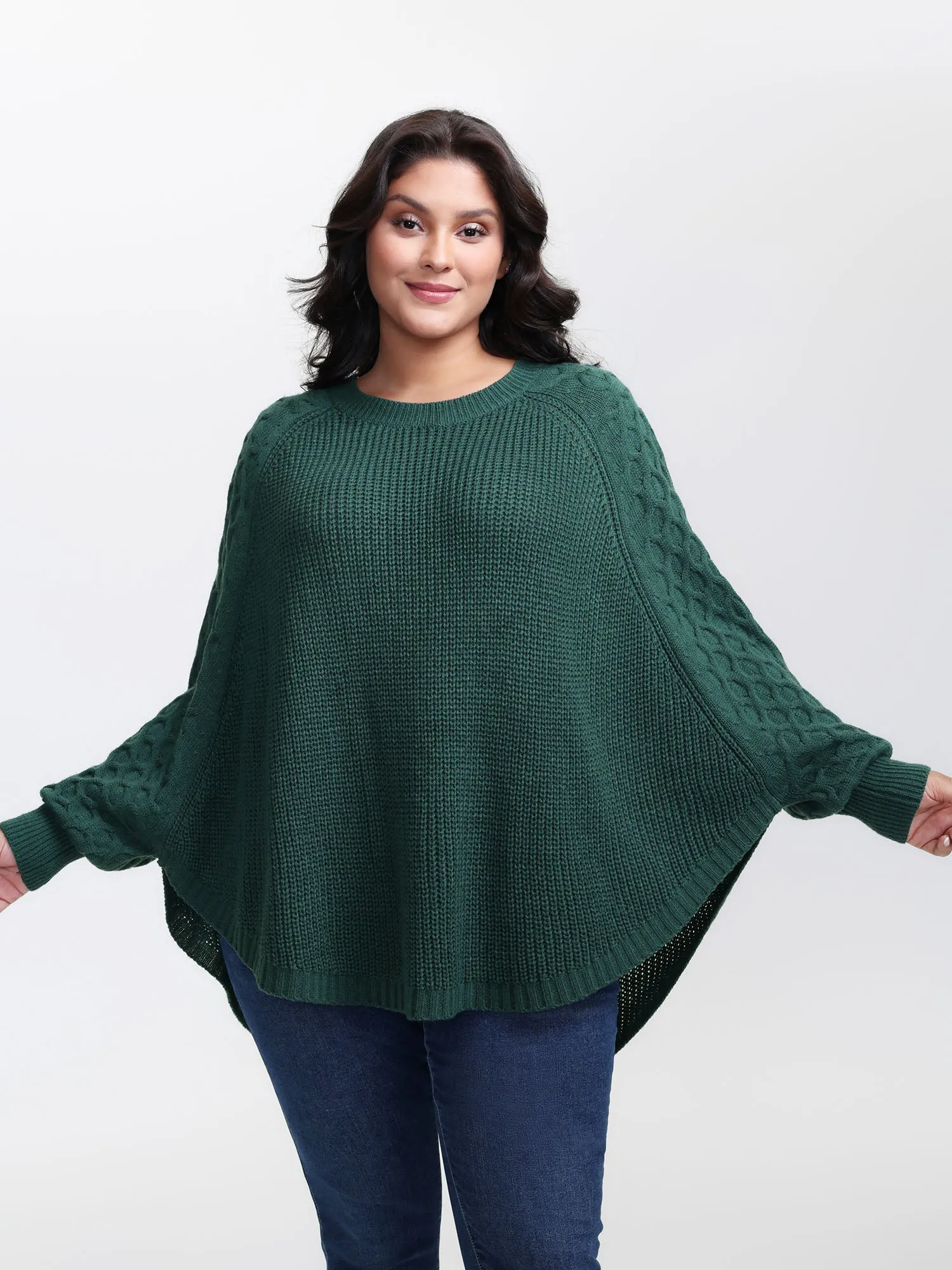 Curvy Hem Bat-Wing Sleeve Pullover sold by Bloomchic