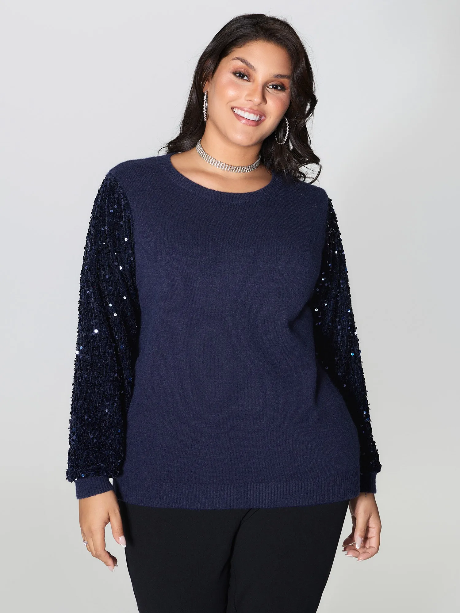 Twist Floral Sequin Sleeve Pullover sold by Bloomchic product image thumbnail 2