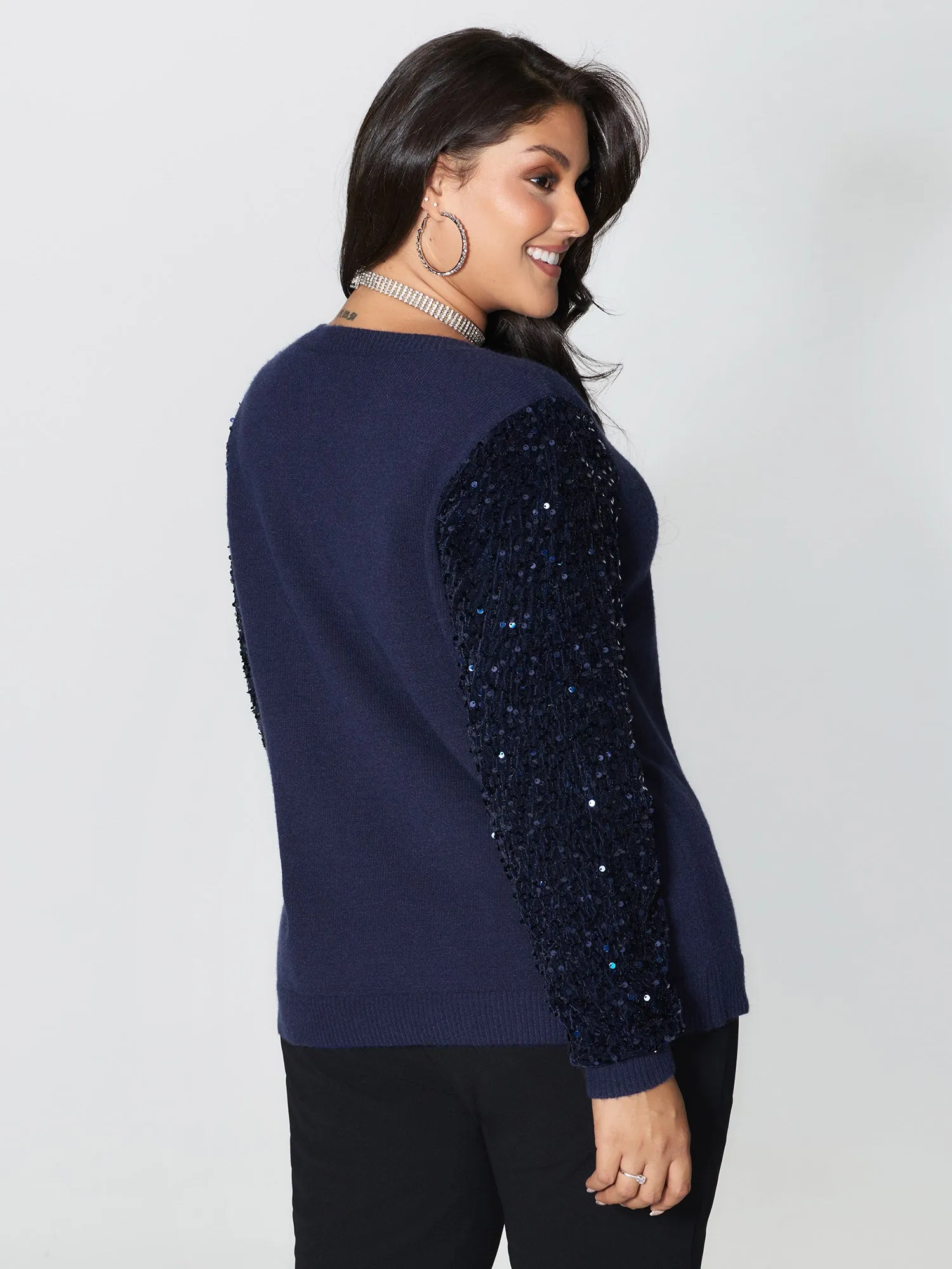 Twist Floral Sequin Sleeve Pullover sold by Bloomchic product image thumbnail 4