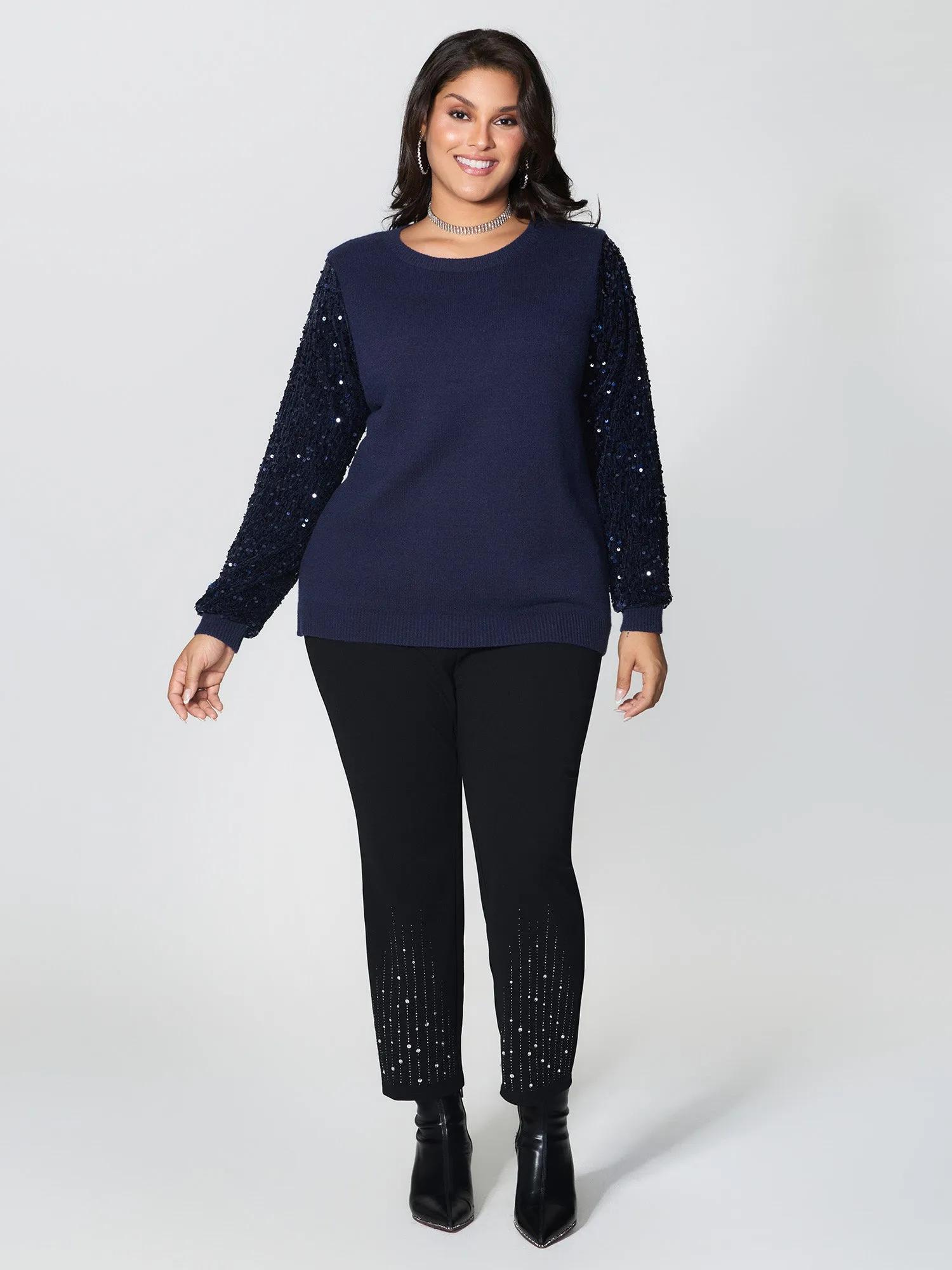 Twist Floral Sequin Sleeve Pullover sold by Bloomchic product image thumbnail 3