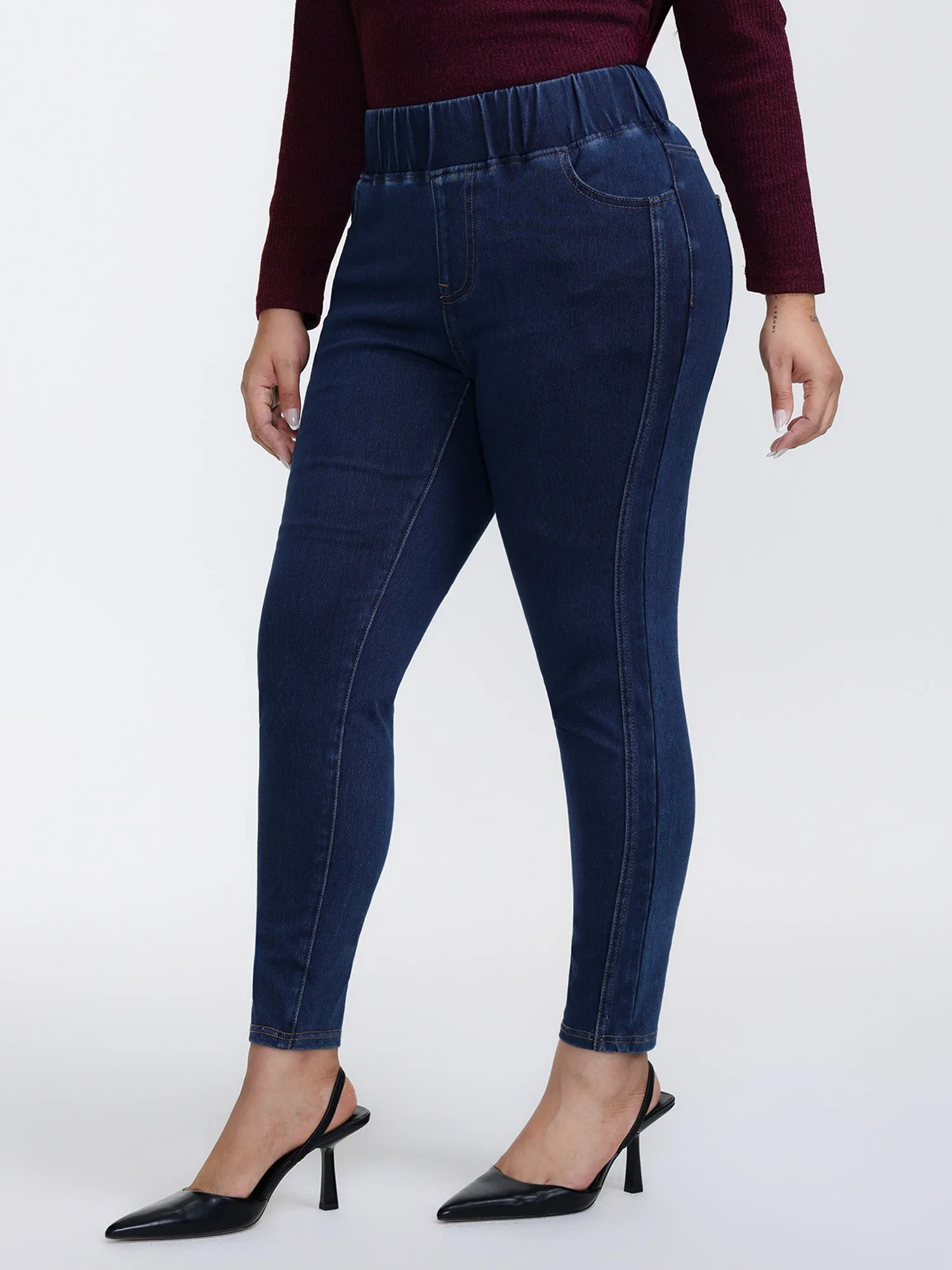 Supersoft Stretchy Skinny-Fit Knit Jeans sold by Bloomchic