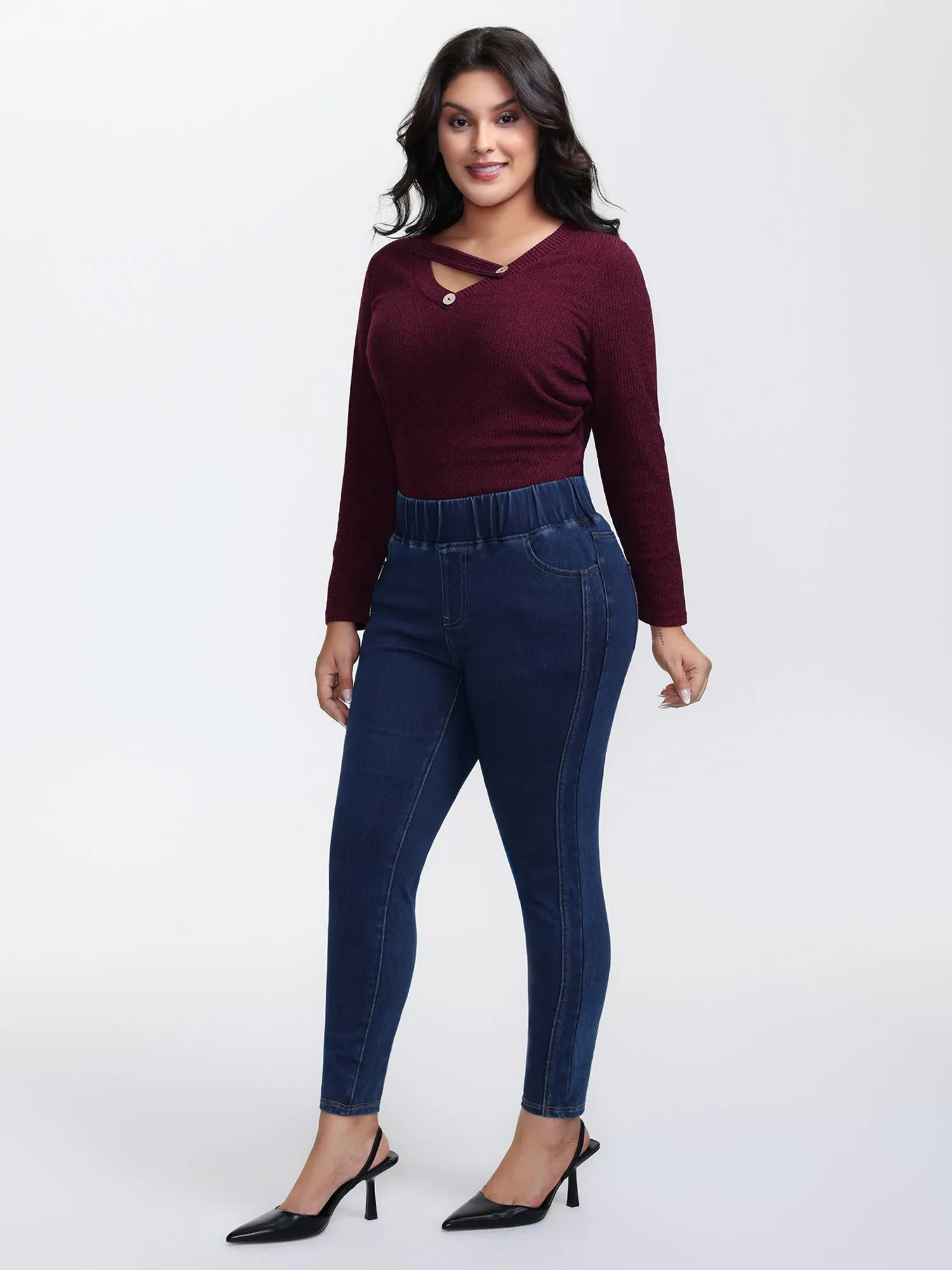 Supersoft Stretchy Skinny-Fit Knit Jeans sold by Bloomchic product image thumbnail 2