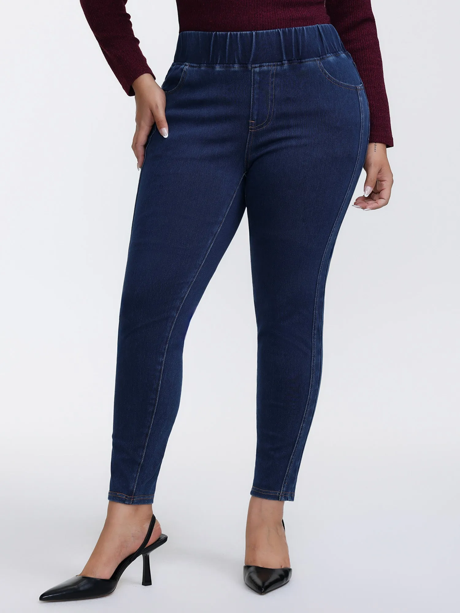 Supersoft Stretchy Skinny-Fit Knit Jeans sold by Bloomchic product image thumbnail 3