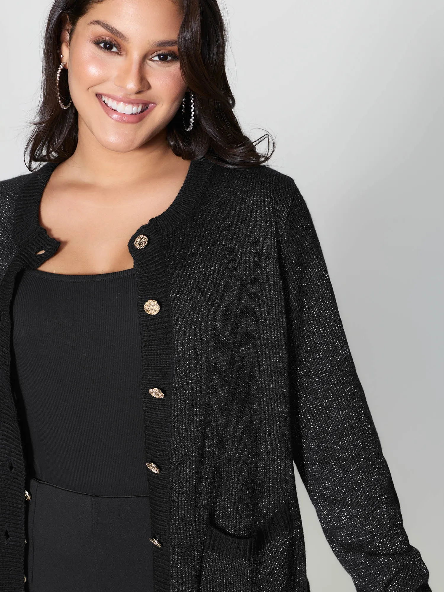 Patch Pockets Textured Button Knit Cardigan sold by Bloomchic product image thumbnail 2