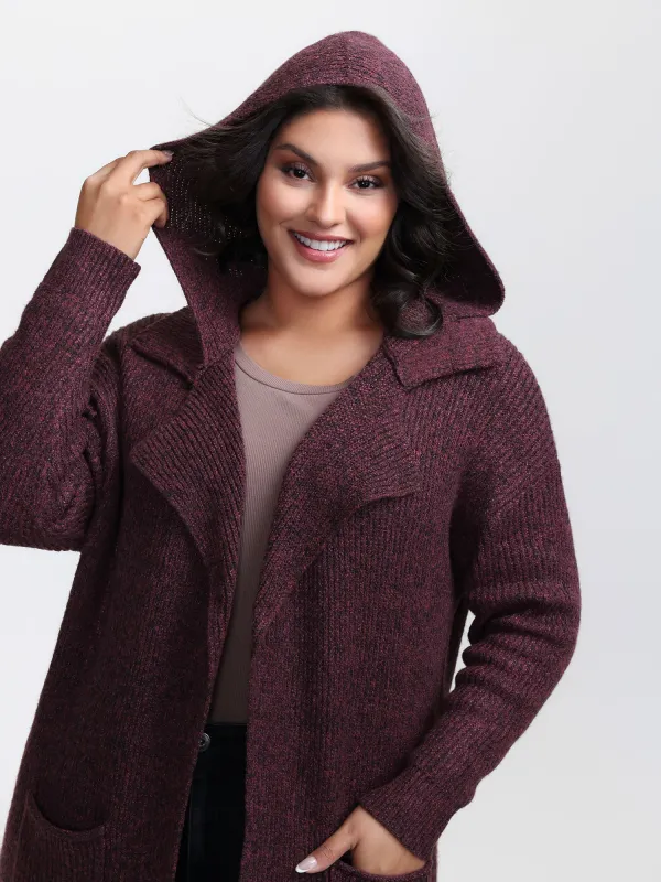 Heather Hooded Pockets Knit Cardigan sold by Bloomchic