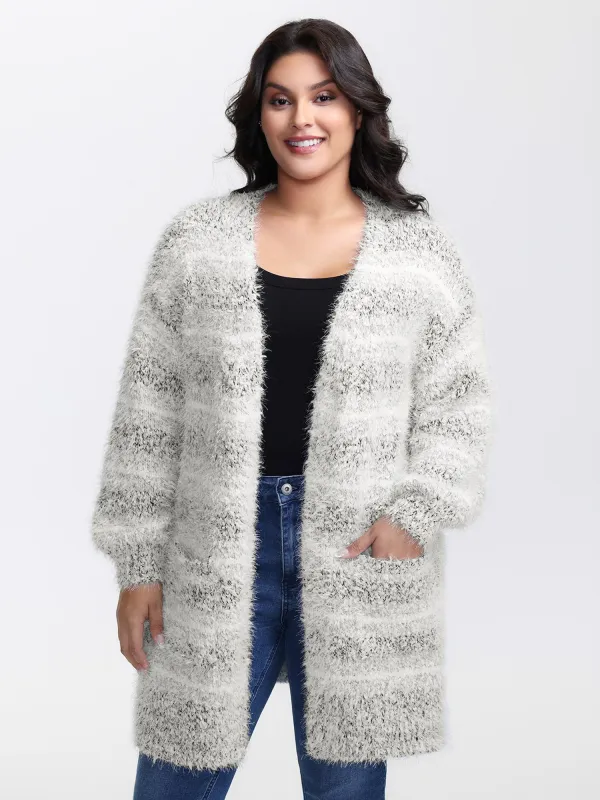 Plush Textured Striped Knit Cardigan sold by Bloomchic