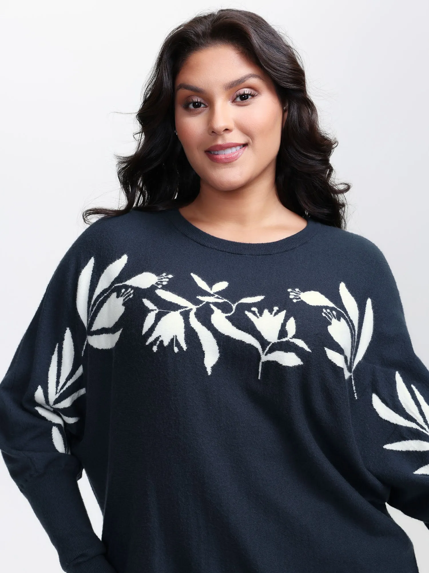 Floral Neckline Dolman Sleeve Pullover sold by Bloomchic product image thumbnail 2