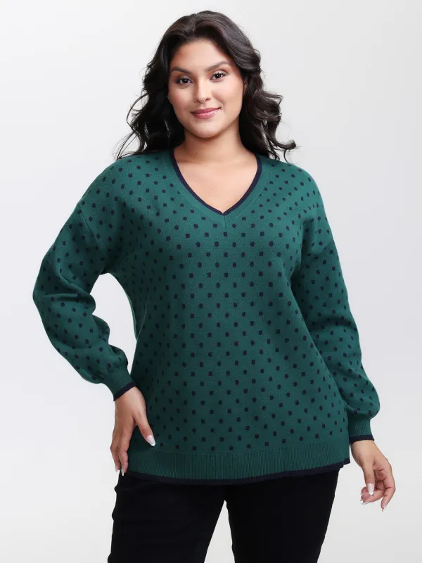 Polka Dots Balloon Sleeve Pullover sold by Bloomchic
