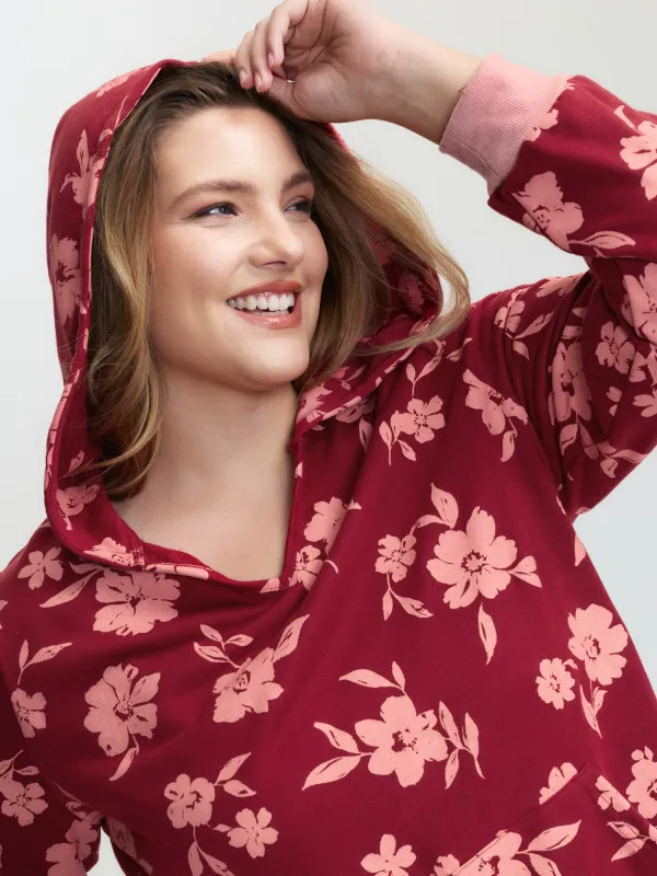 Floral Print Contrast Pockets Hoodie sold by Bloomchic