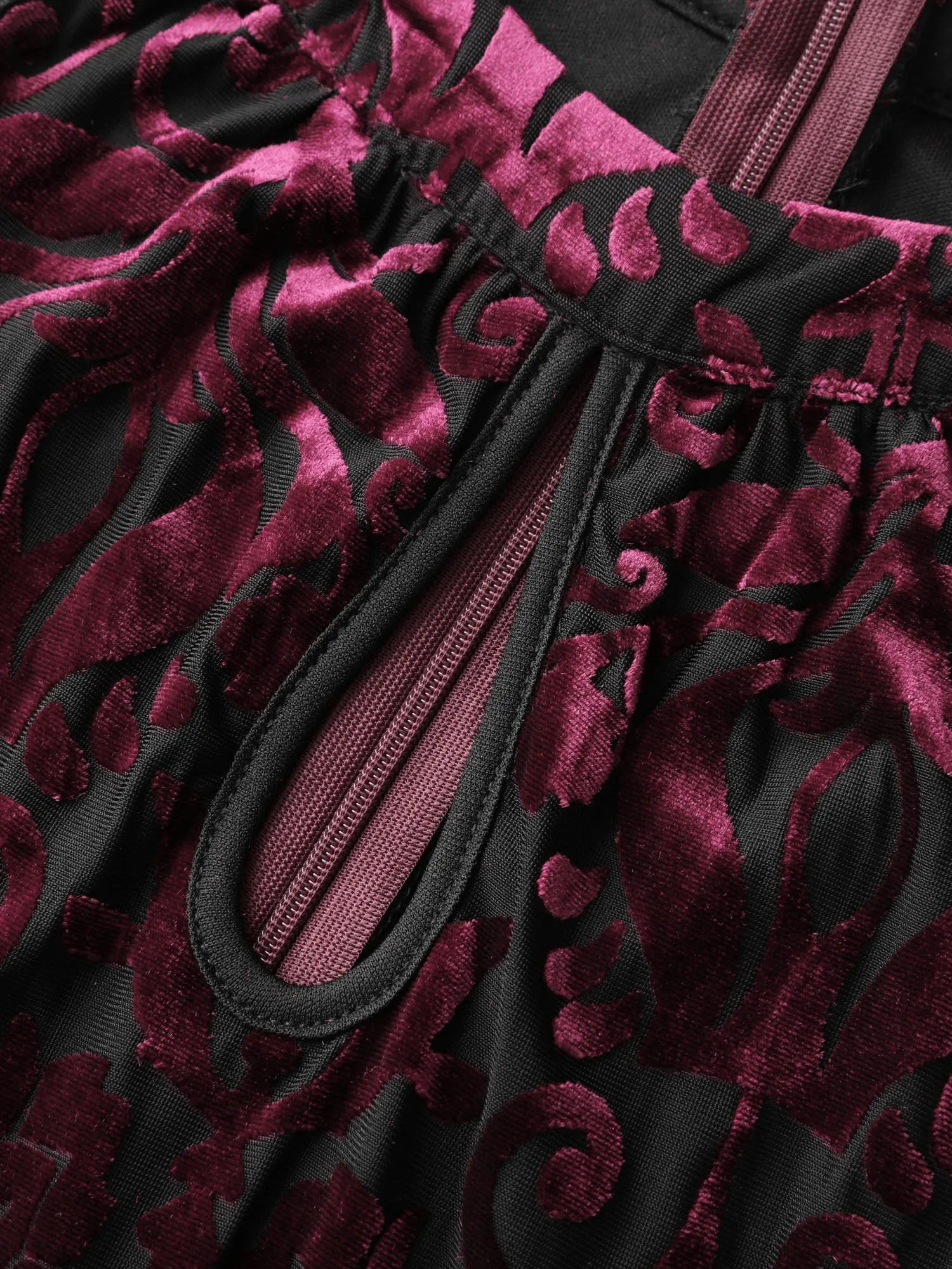 Velvet Laser Cut Lined Wide-Leg Jumpsuit sold by Bloomchic product image thumbnail 5