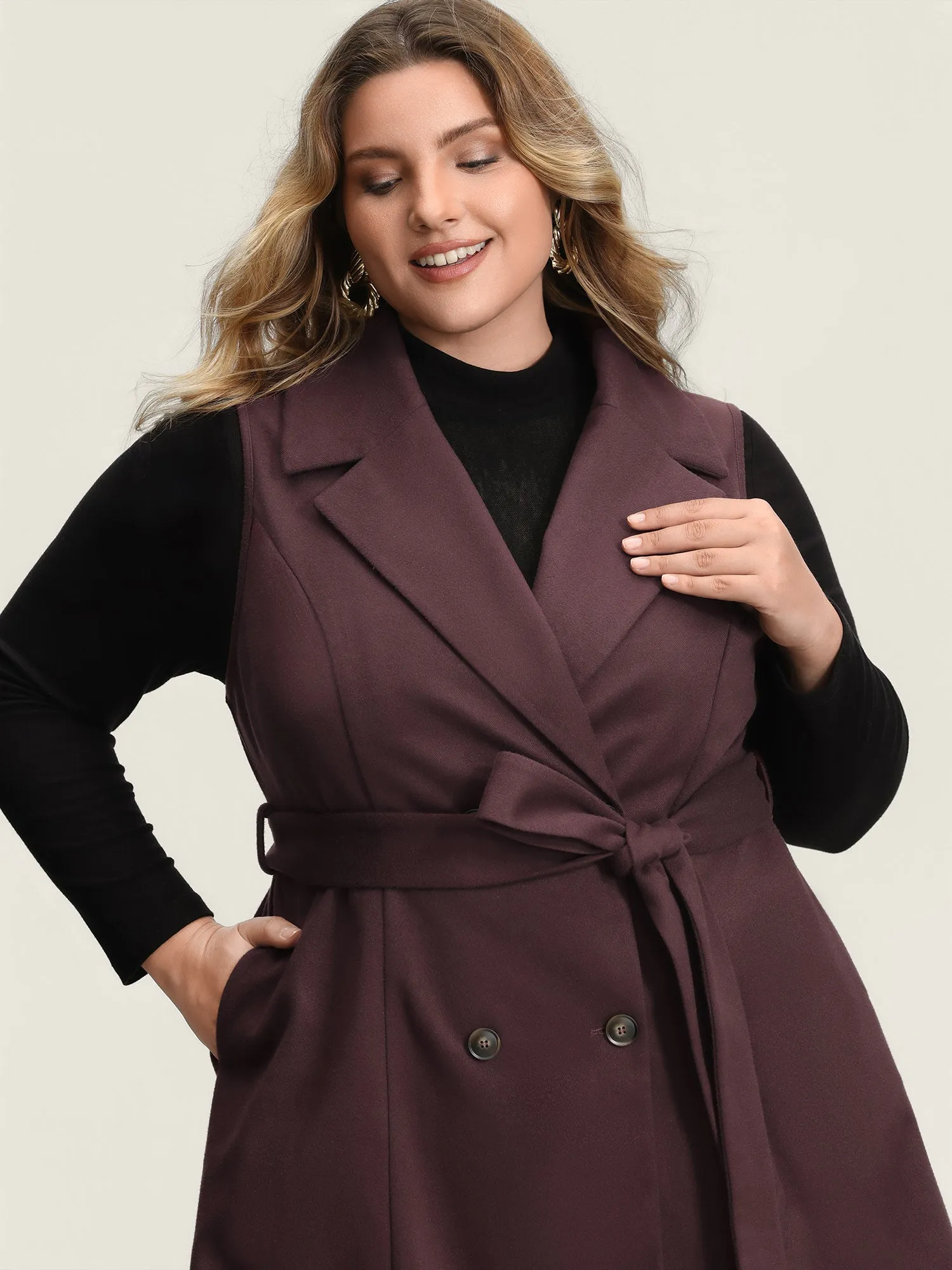 Button Detail Belted Pockets Vest sold by Bloomchic product image thumbnail 2