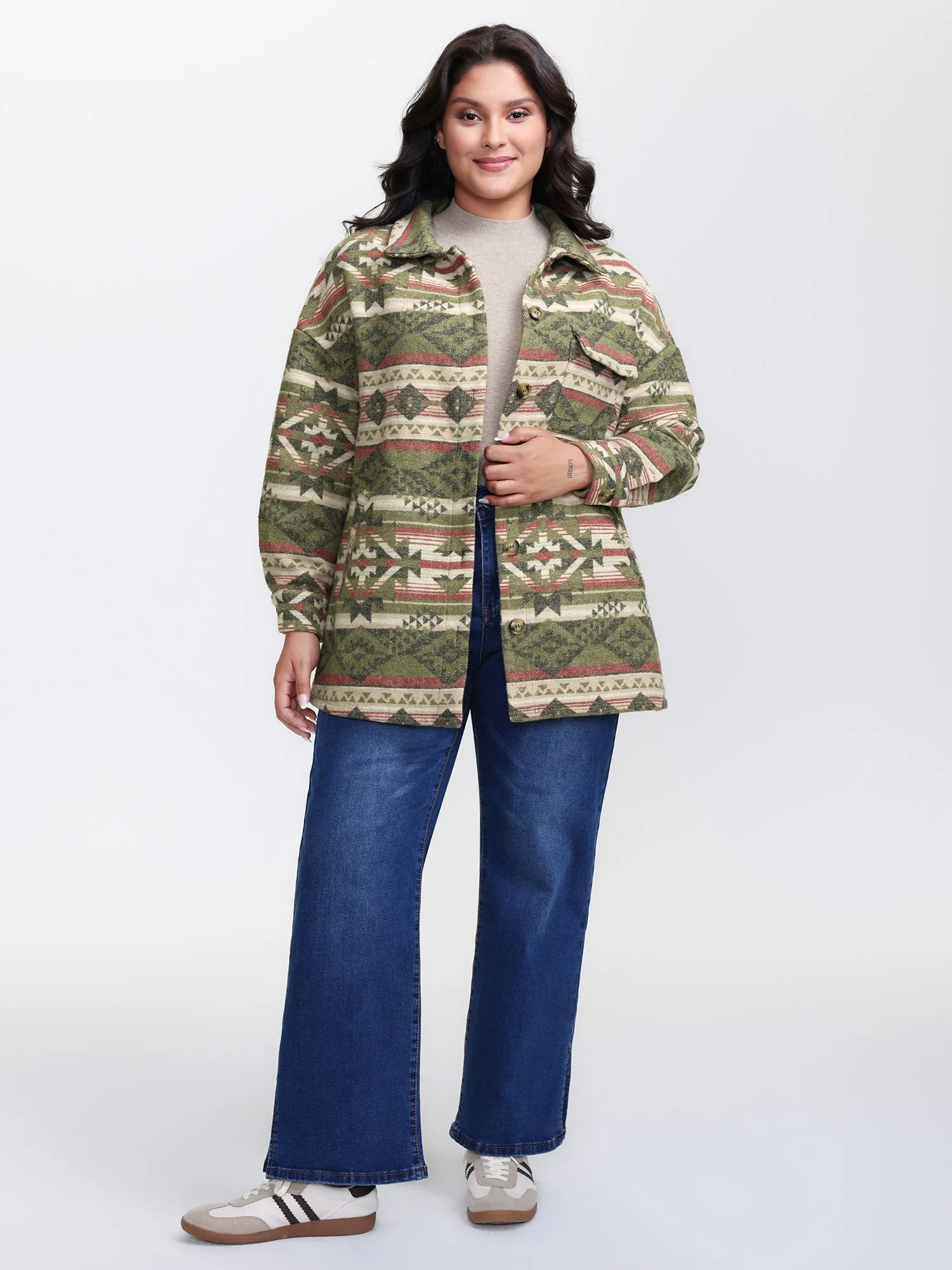 Cozy Print Wool Blend Pockets Jacket sold by Bloomchic product image thumbnail 3
