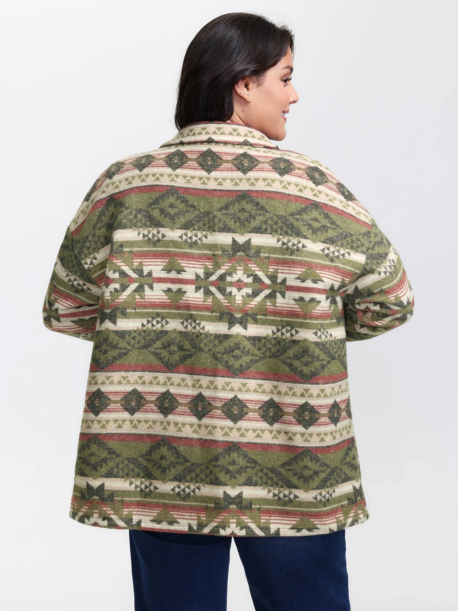 Cozy Print Wool Blend Pockets Jacket sold by Bloomchic product image thumbnail 5