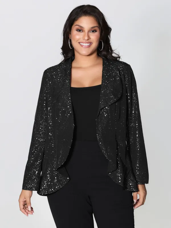 Gold Stamped Ruffled Edge Coat sold by Bloomchic