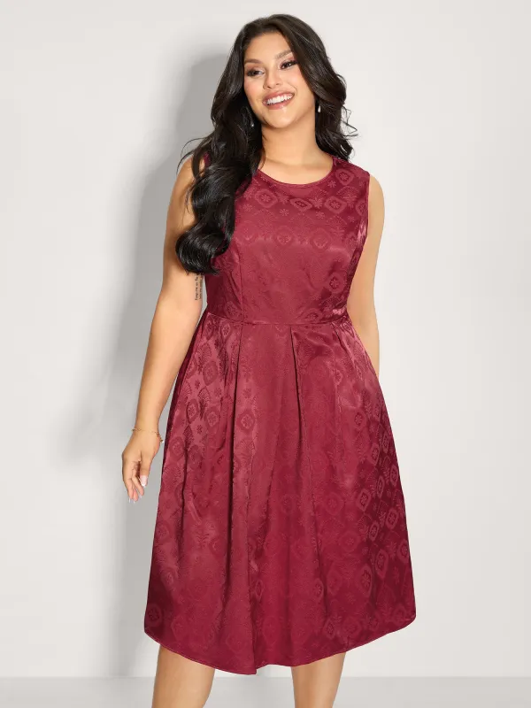 Textured Pleated Waist-Defining Midi Dress sold by Bloomchic