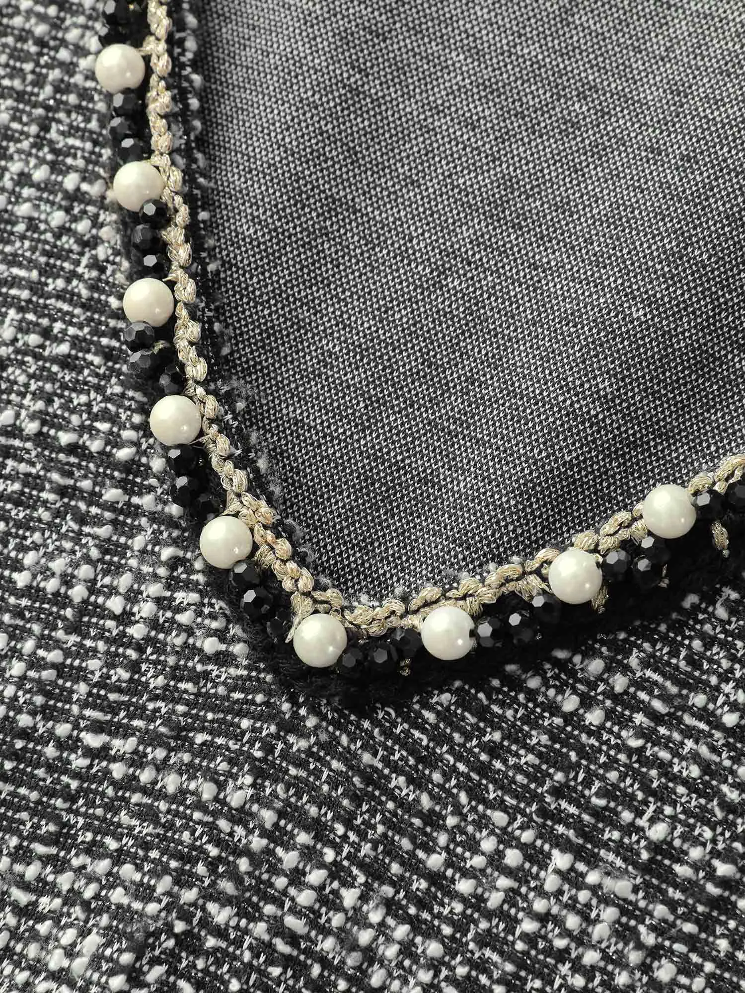 Tweed Pearl Collar Semi-Sheer Midi Dress sold by Bloomchic product image thumbnail 5