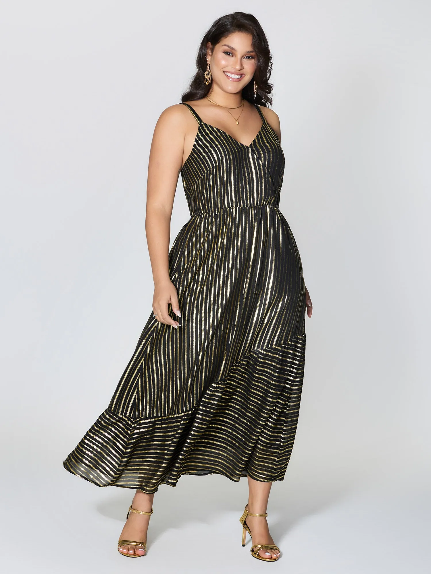Shimmery Adjustable Gold Stamped Maxi Dress sold by Bloomchic product image thumbnail 4