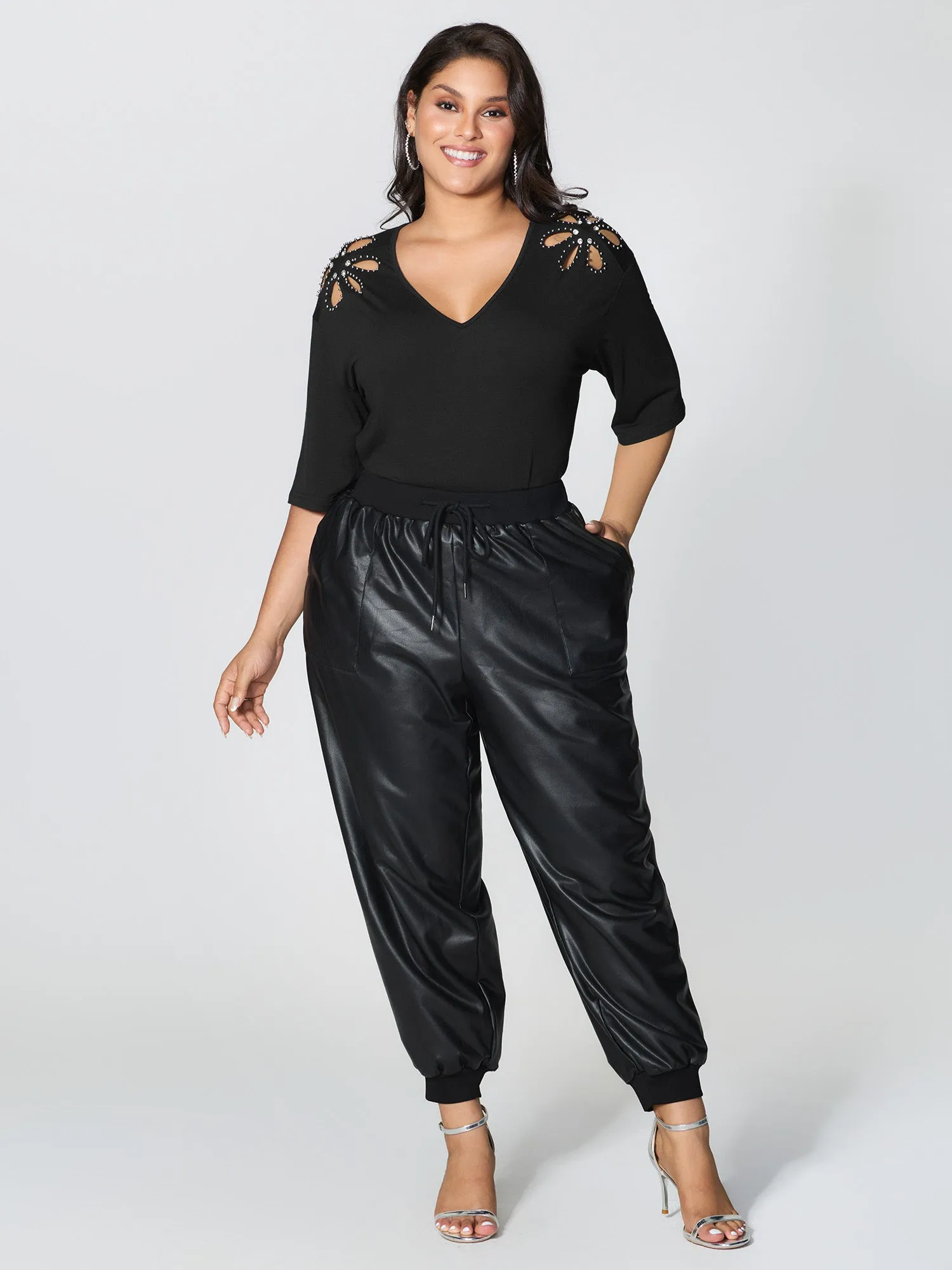Cut-Out Shoulder Beads T-Shirt sold by Bloomchic product image thumbnail 2
