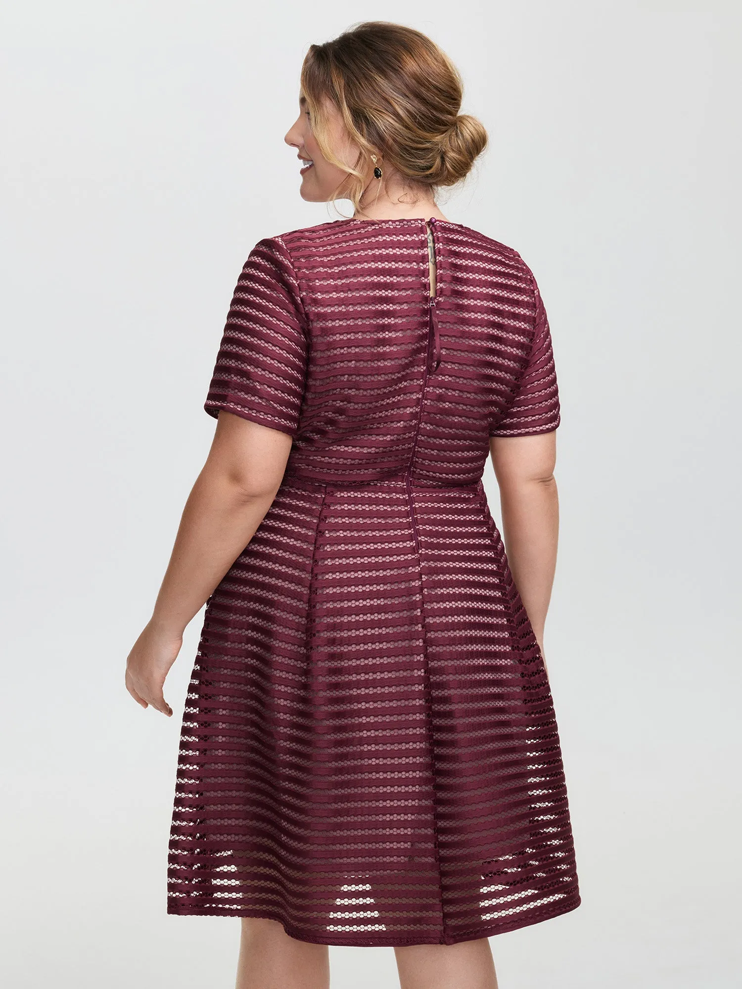 Striped Textured Zipper Lined Mini Dress sold by Bloomchic product image thumbnail 4