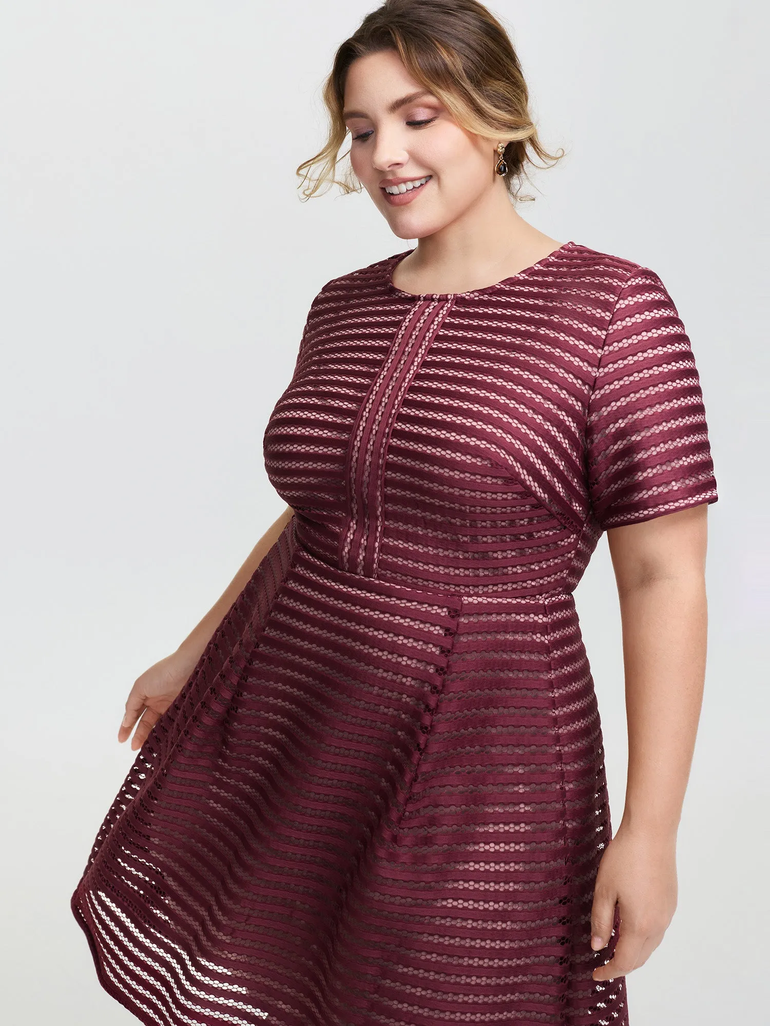 Striped Textured Zipper Lined Mini Dress sold by Bloomchic product image thumbnail 2