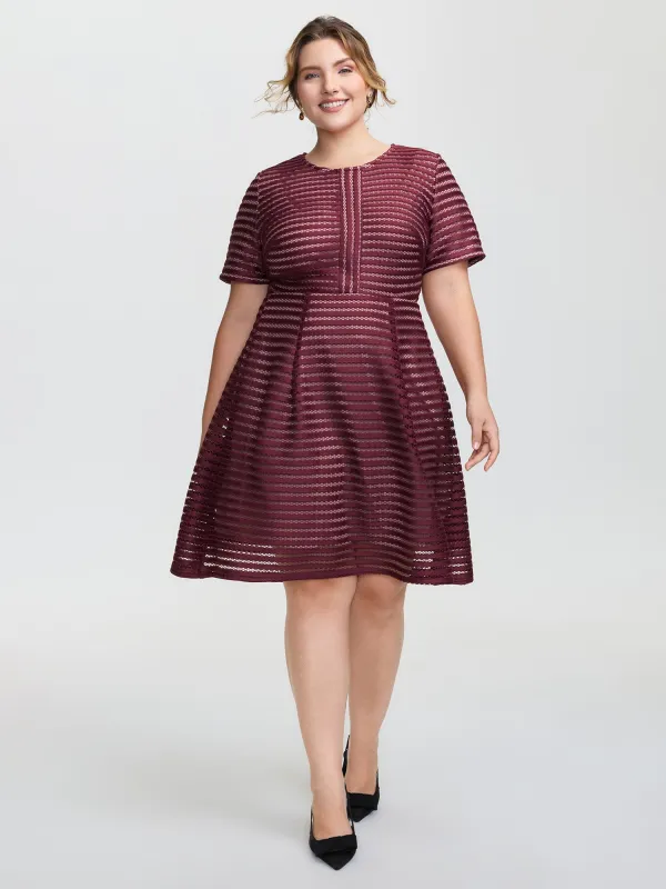 Striped Textured Zipper Lined Midi Dress sold by Bloomchic