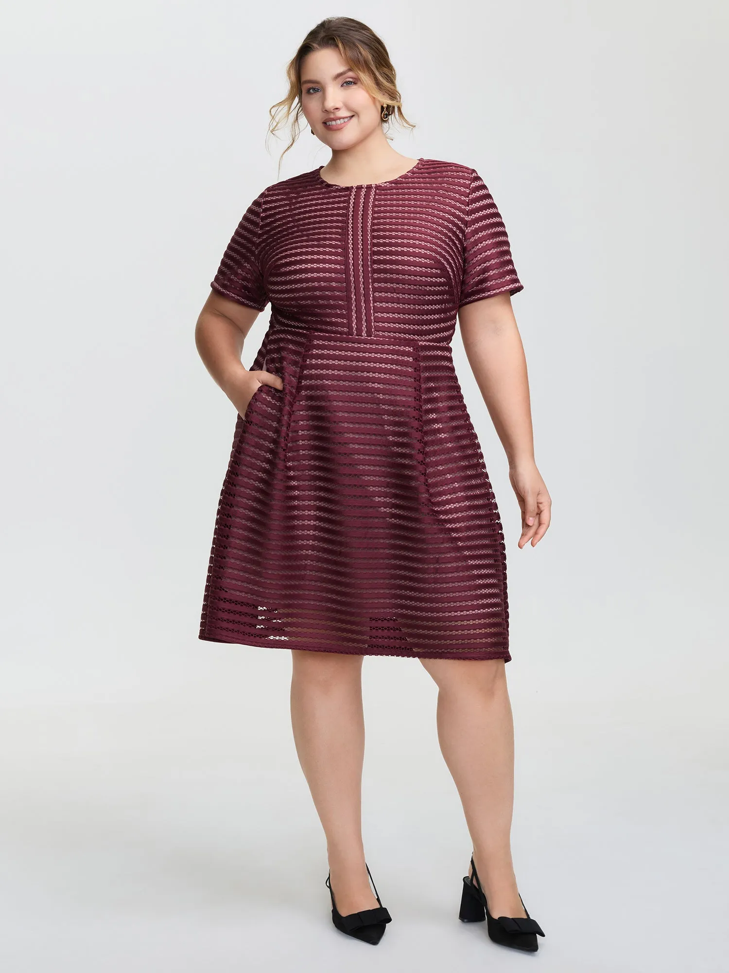 Striped Textured Zipper Lined Mini Dress sold by Bloomchic product image thumbnail 3