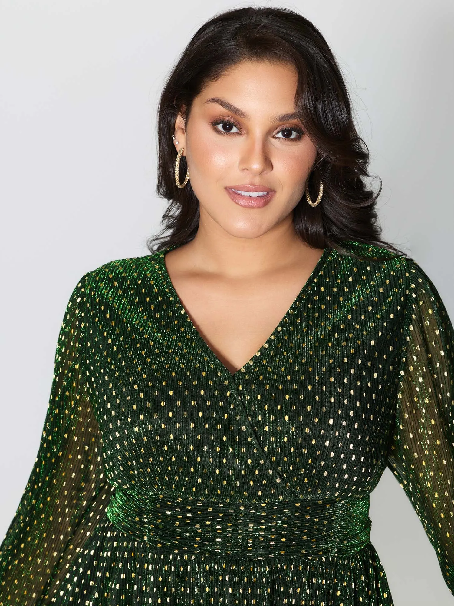 Lurex Textured Flared V-Neck Blouse sold by Bloomchic product image thumbnail 2