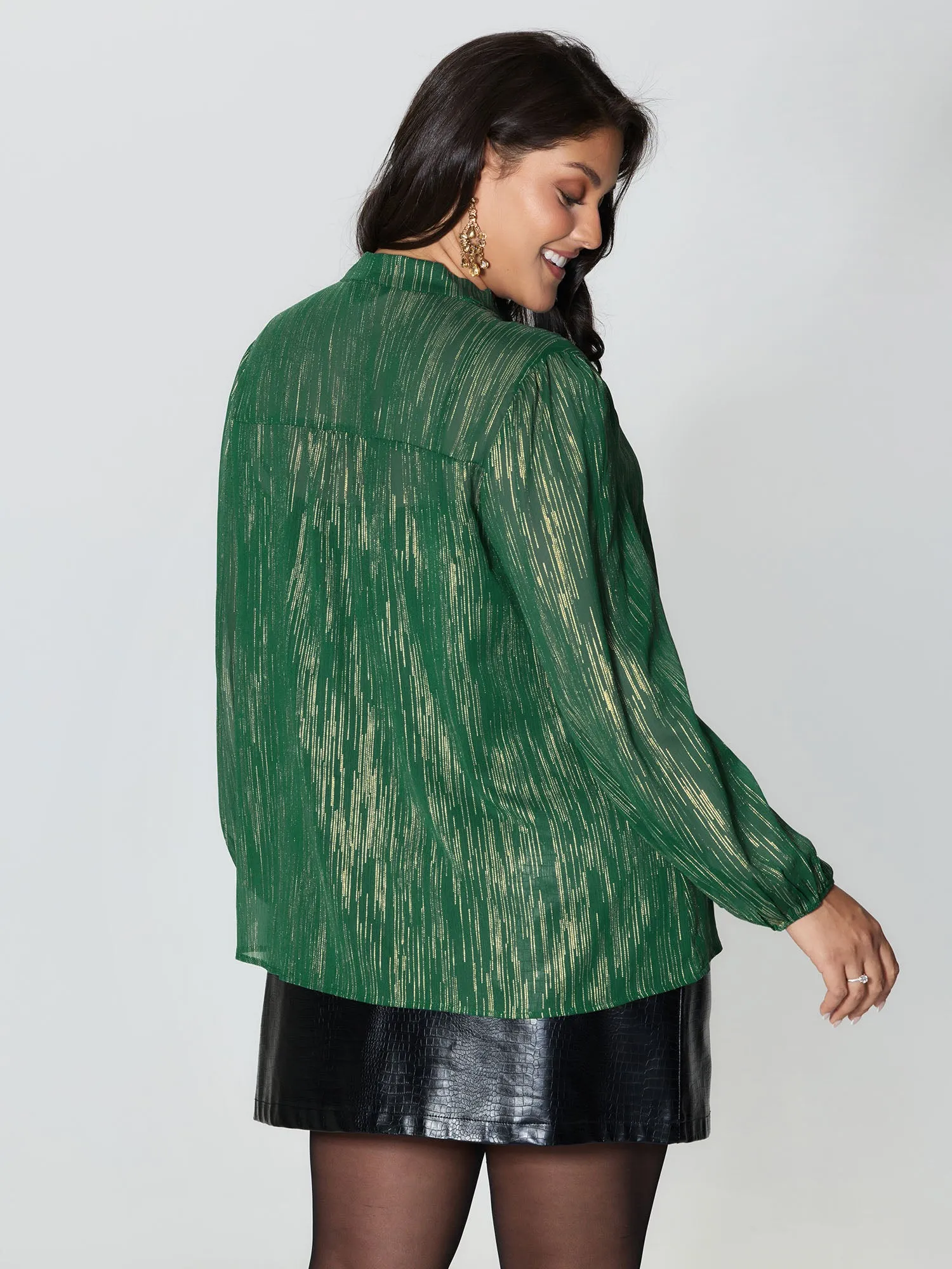 Gold Stamp Sheer Collar-Tie Blouse sold by Bloomchic product image thumbnail 4